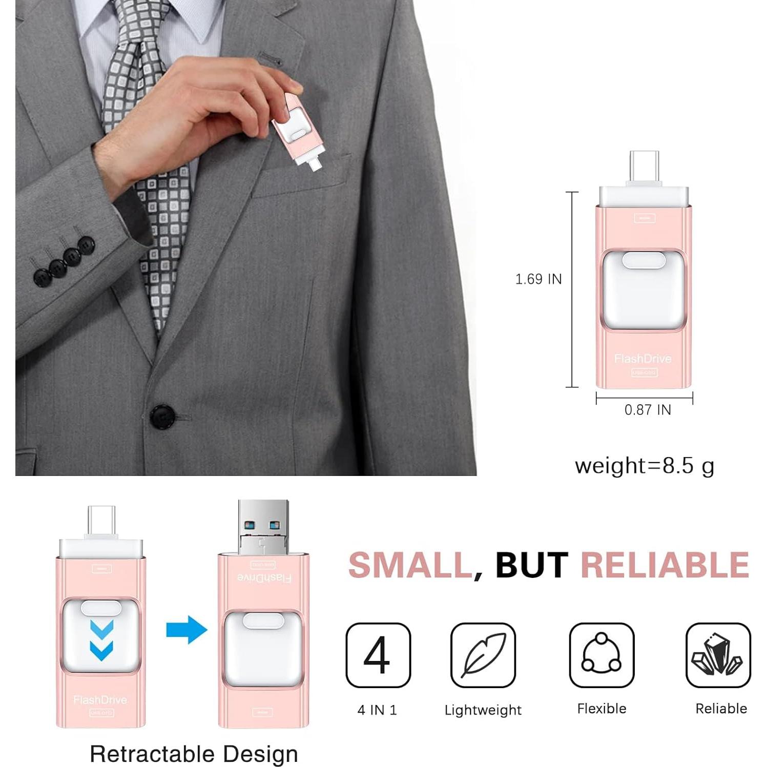 Unidad Flash ZARMST 512GB 4 en 1 USB Tipo C Rosa