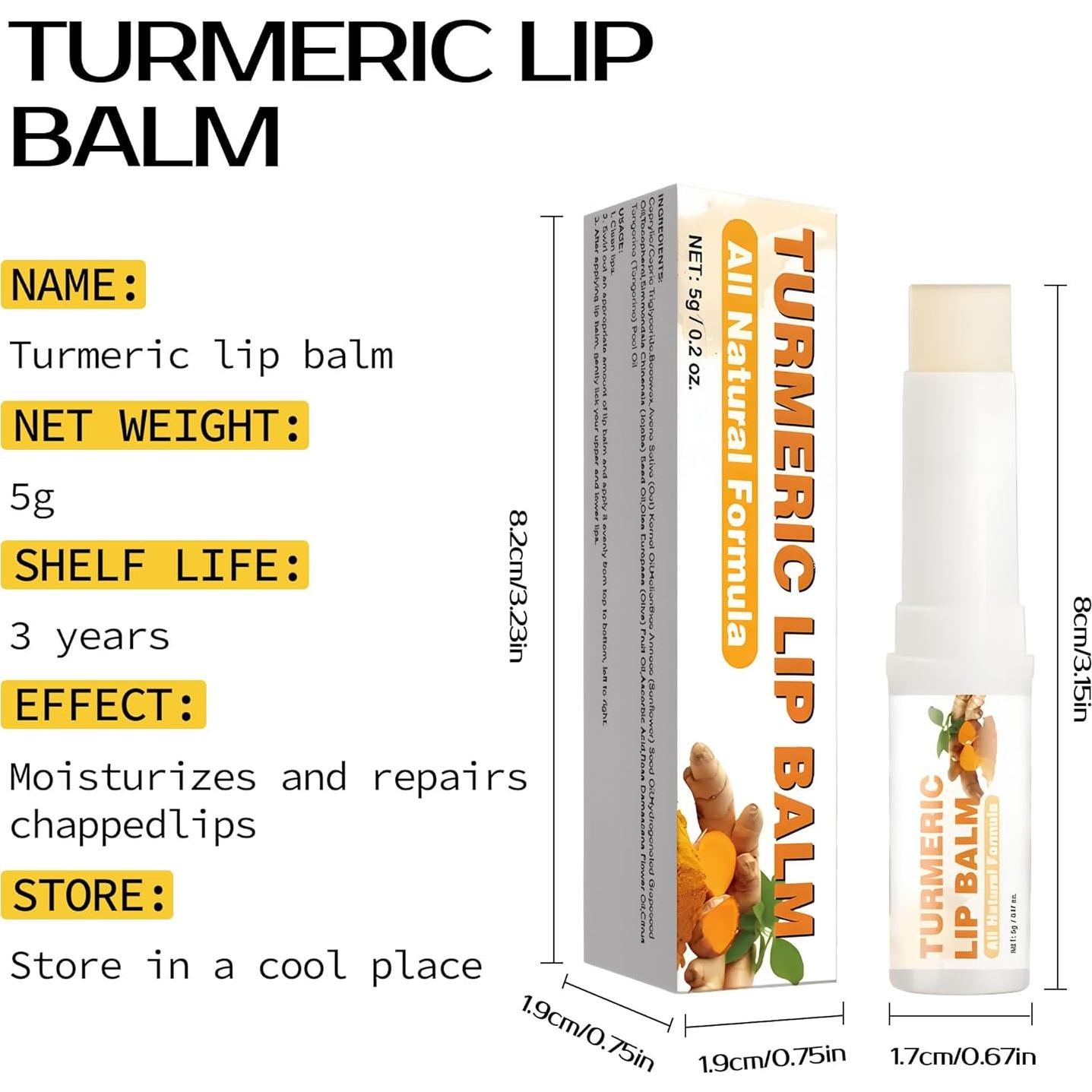 Bálsamo Labial de Cúrcuma LoisAAA 4.8g Aclarador Hidratante