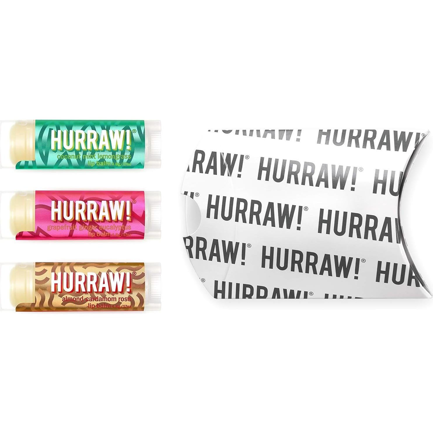 Bálsamos Labiales Orgánicos Hurraw! - Paquete de 3 Sabores