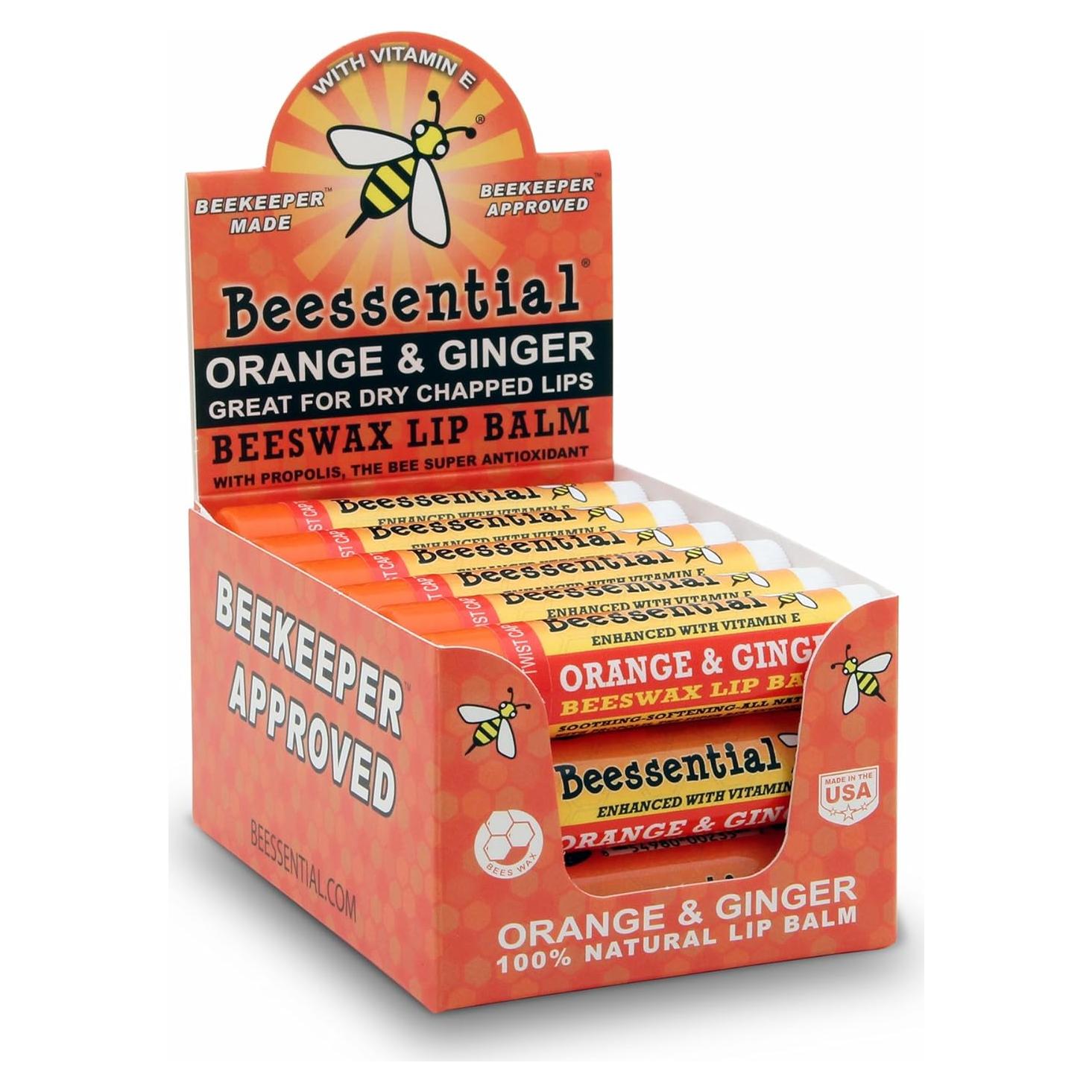 Bálsamo Labial Natural Beessential Jengibre Naranja 18 Unidades