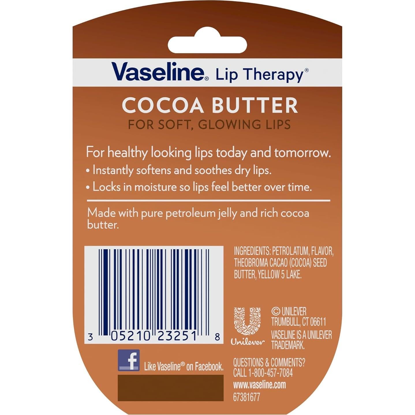 Bálsamos Labiales Vaseline Manteca de Cacao 4-Pack 7.1g