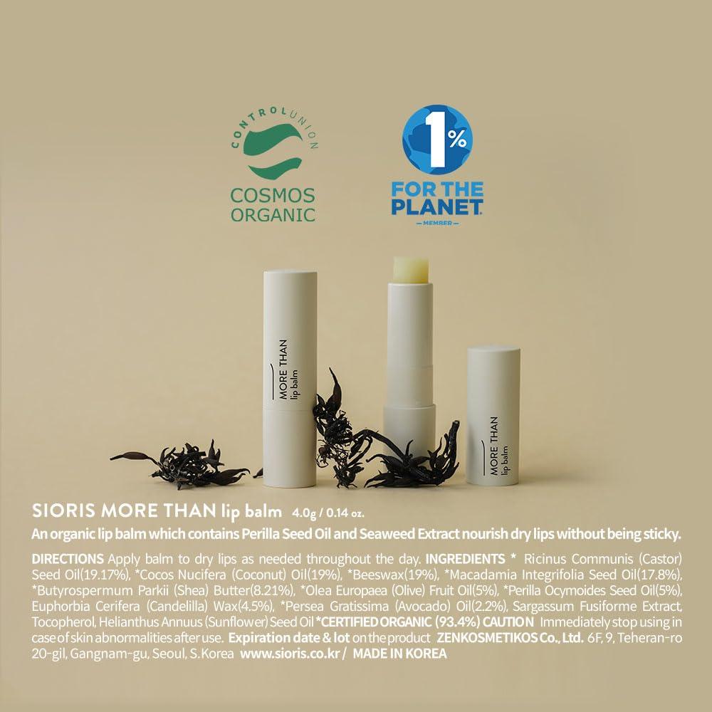 Manteca Labial Orgánica Sioris 4g - Sin Fragancia, Hidratante