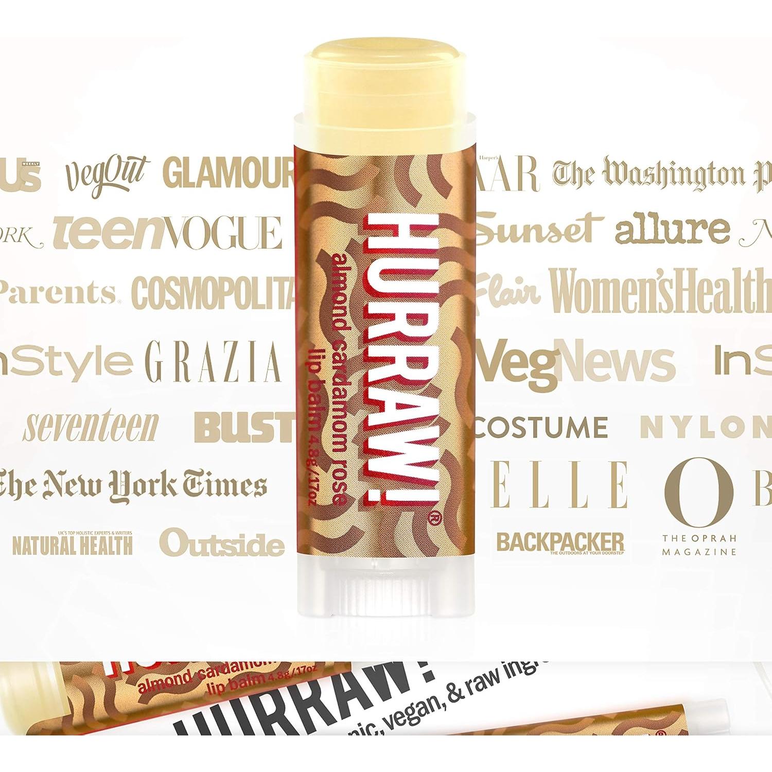 Bálsamo Labial Orgánico Hurraw! Vata Almendra Cardamomo Rosa 4.25g