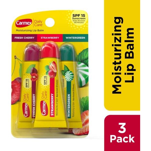 Bálsamo Labial Hidratante Carmex Cuidado Diario SPF 15 - 3 Sabores