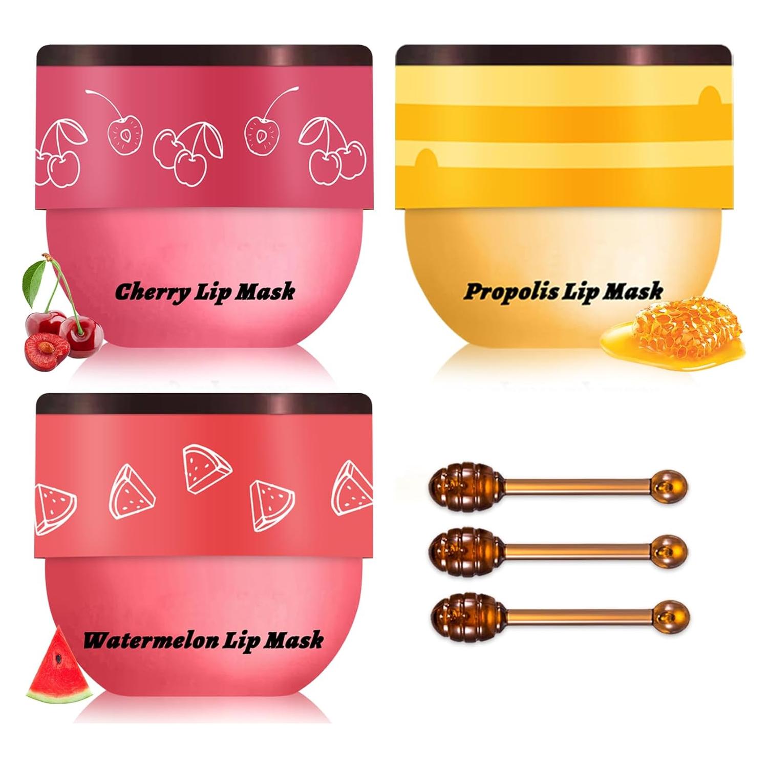 Bálsamo Labial QIUFSSE 3PCS Miel Sandía Cereza Hidratante