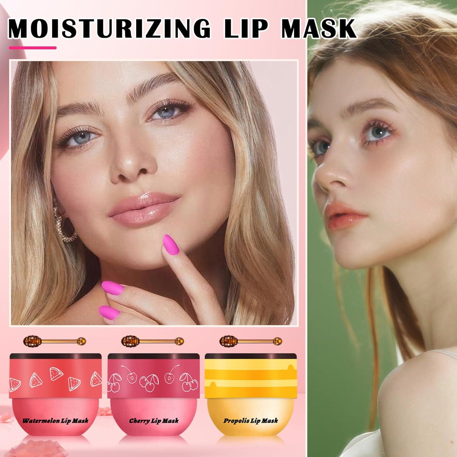 Bálsamo Labial QIUFSSE 3PCS Miel Sandía Cereza Hidratante