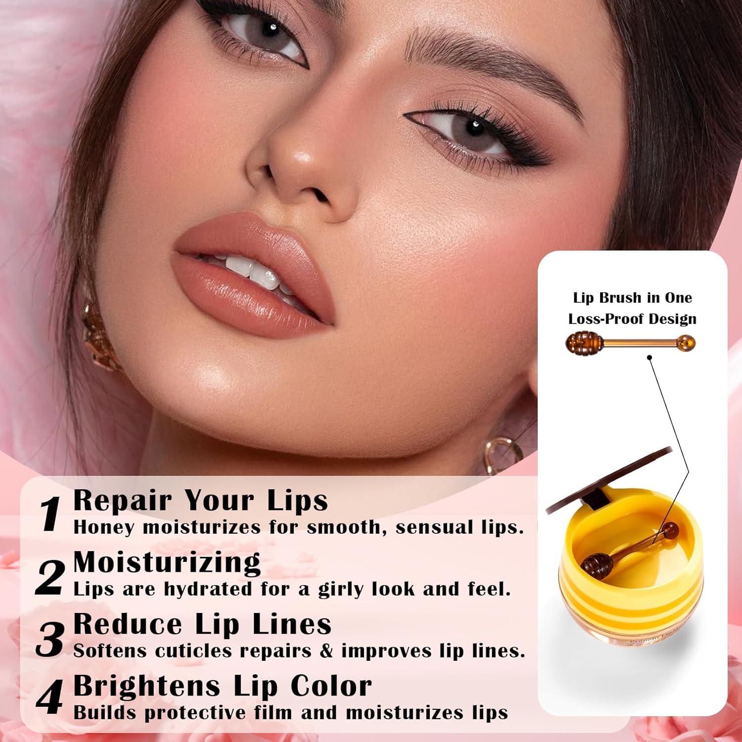 Bálsamo Labial QIUFSSE 3PCS Miel Sandía Cereza Hidratante