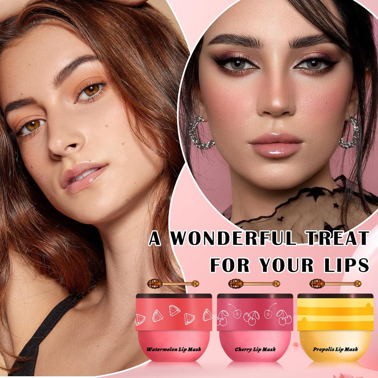 Bálsamo Labial QIUFSSE 3PCS Miel Sandía Cereza Hidratante