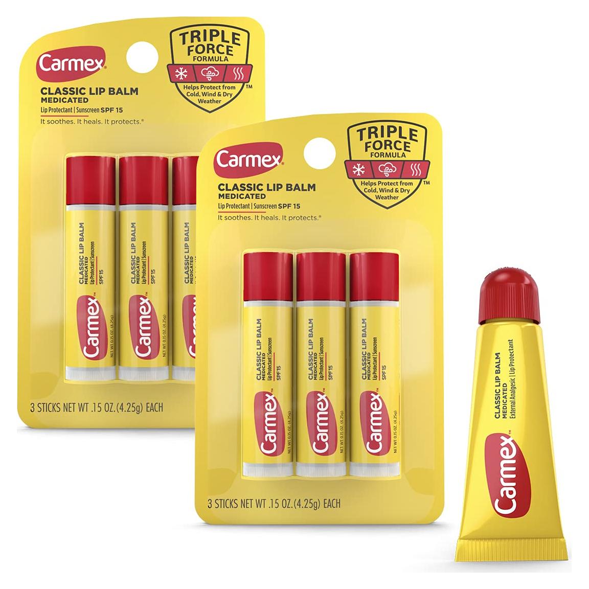 Carmex Balsamo Labial Medicado Multipack 3 Bastones + 1 Tubo