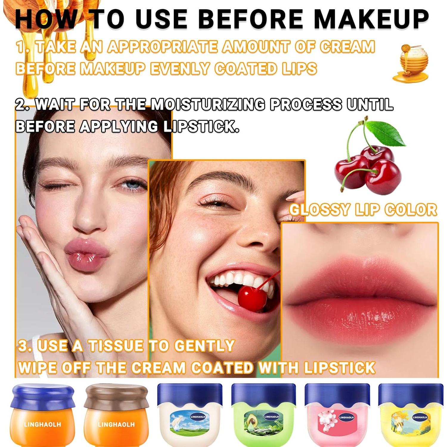 Juego de 6 bálsamos labiales de miel LingHaoLH hidratantes