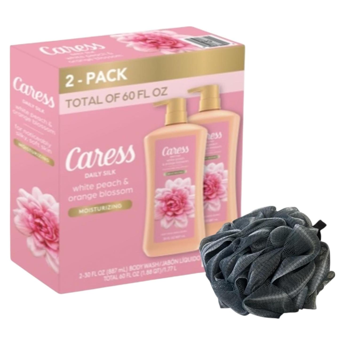 Gel de Ducha Caress Seda Diaria 887 ml Durazno Blanco y Flor de Naranja - 2 Paquete