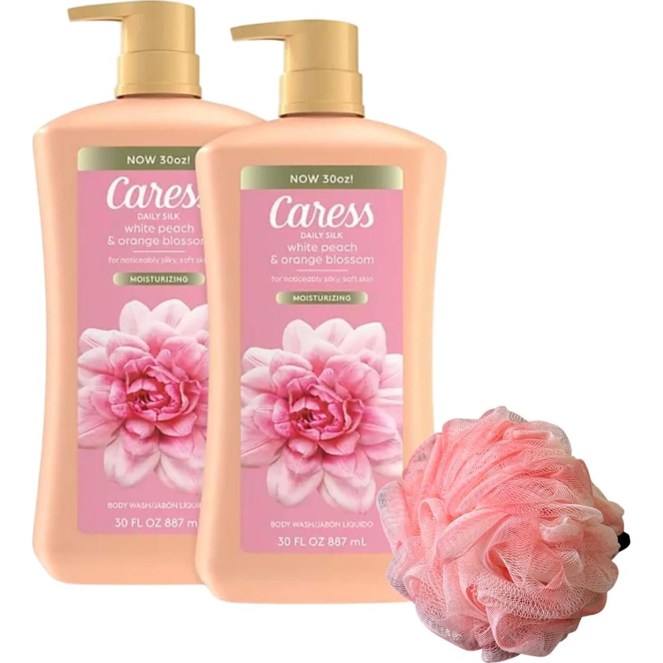 Gel de Ducha Caress Seda Diaria 887 ml Durazno Blanco y Flor de Naranja - 2 Paquete