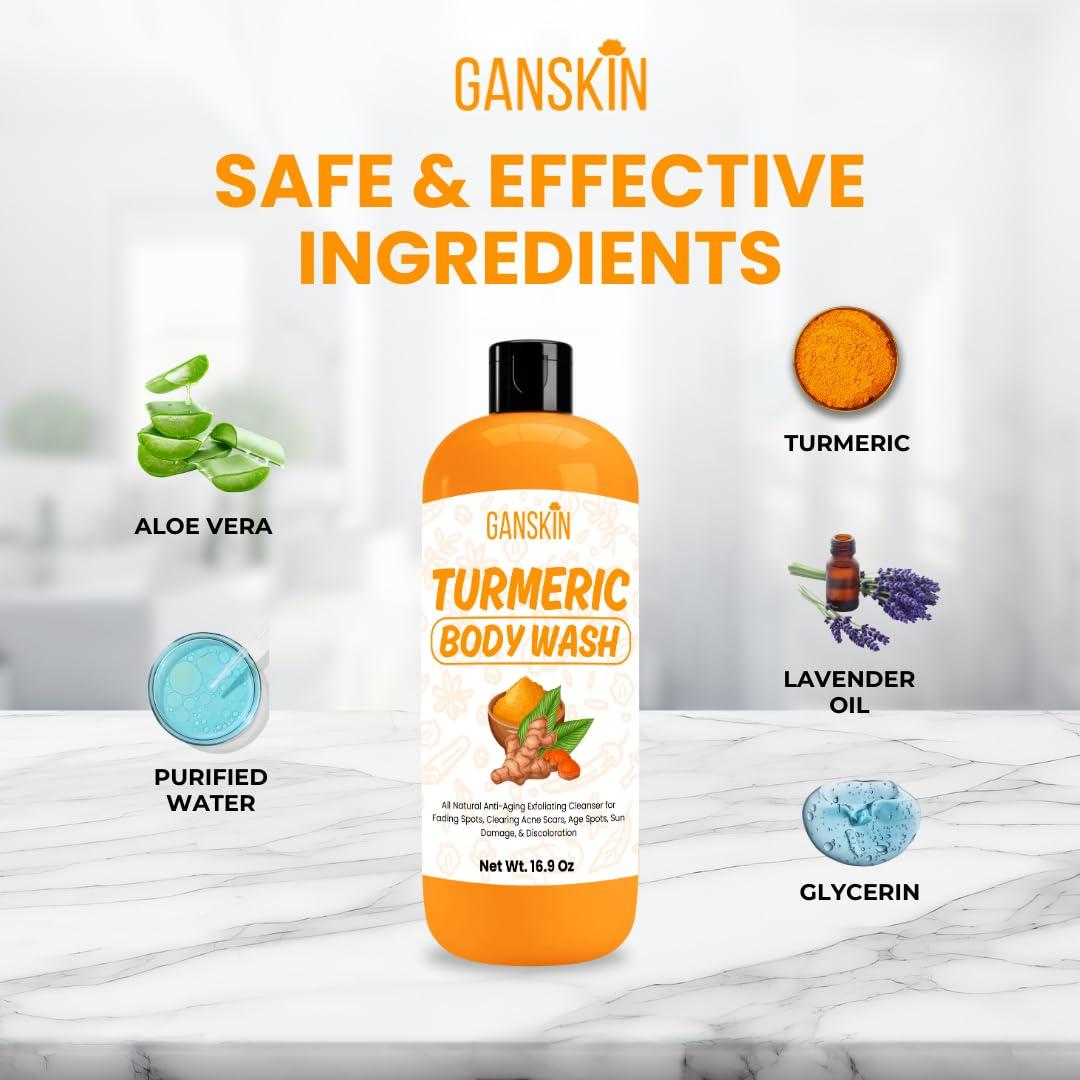 Jabón Líquido de Cúrcuma Ganskin 500ml - Iluminador y Exfoliante