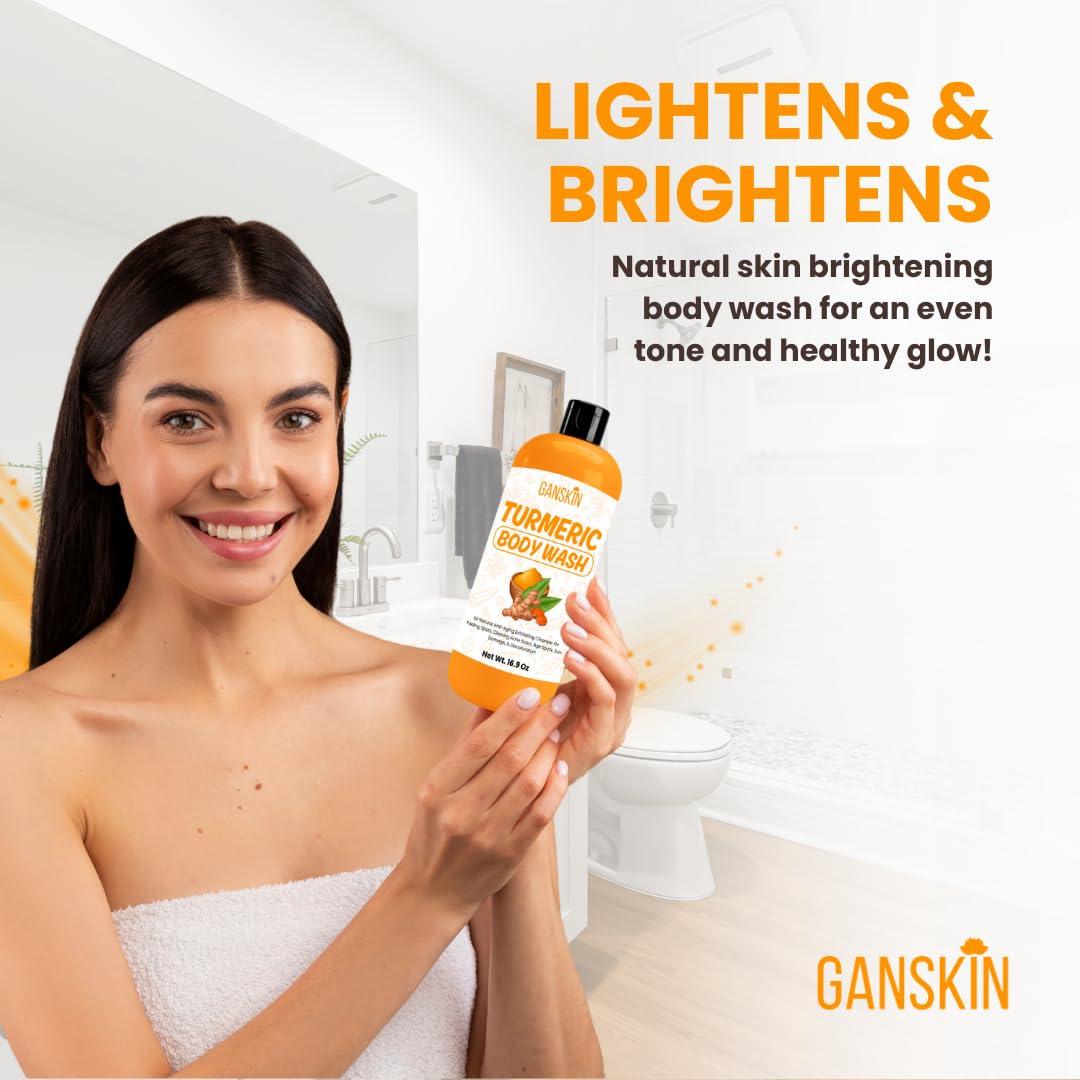 Jabón Líquido de Cúrcuma Ganskin 500ml - Iluminador y Exfoliante