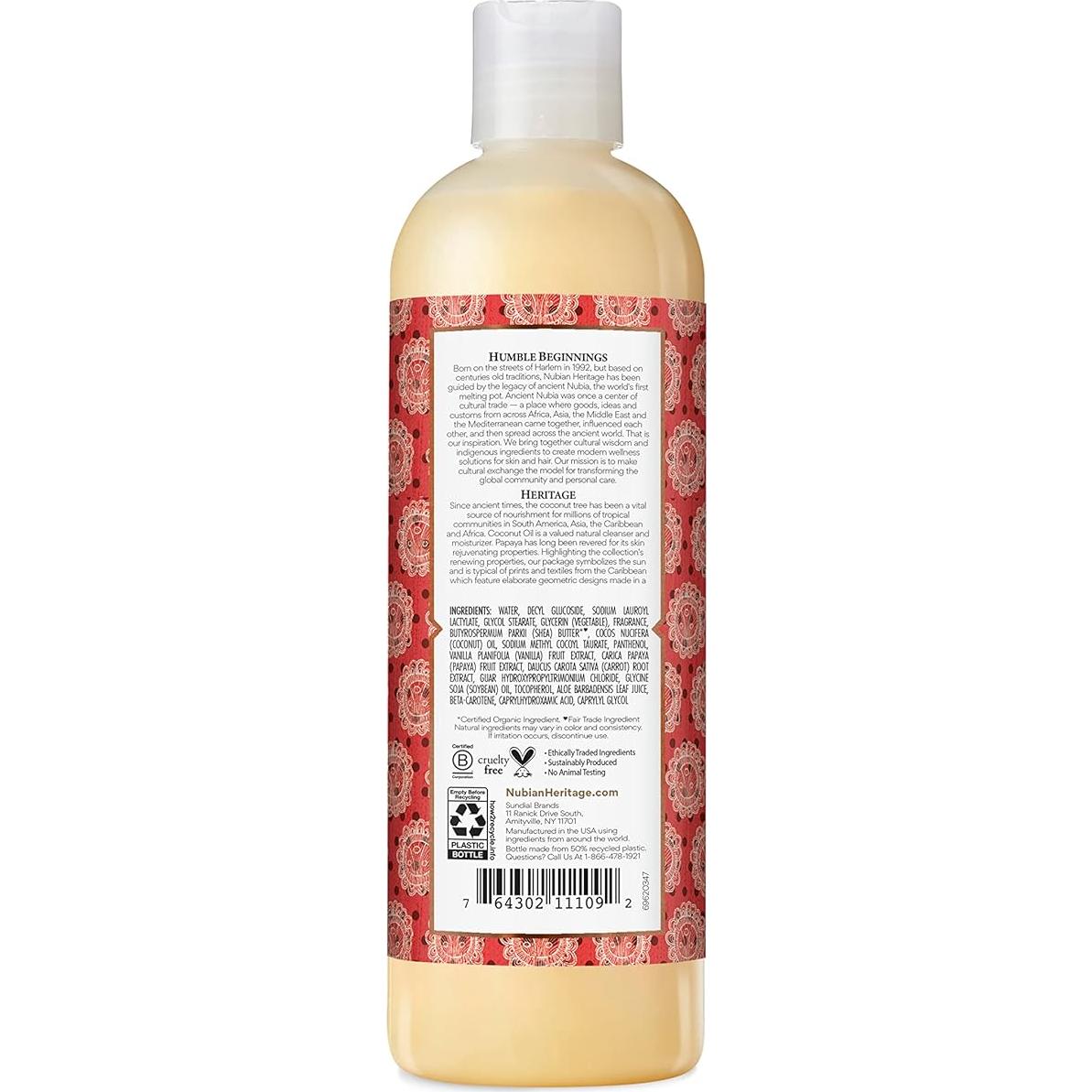 Limpiador Corporal Nubian Heritage Coco y Papaya 368.5 ml