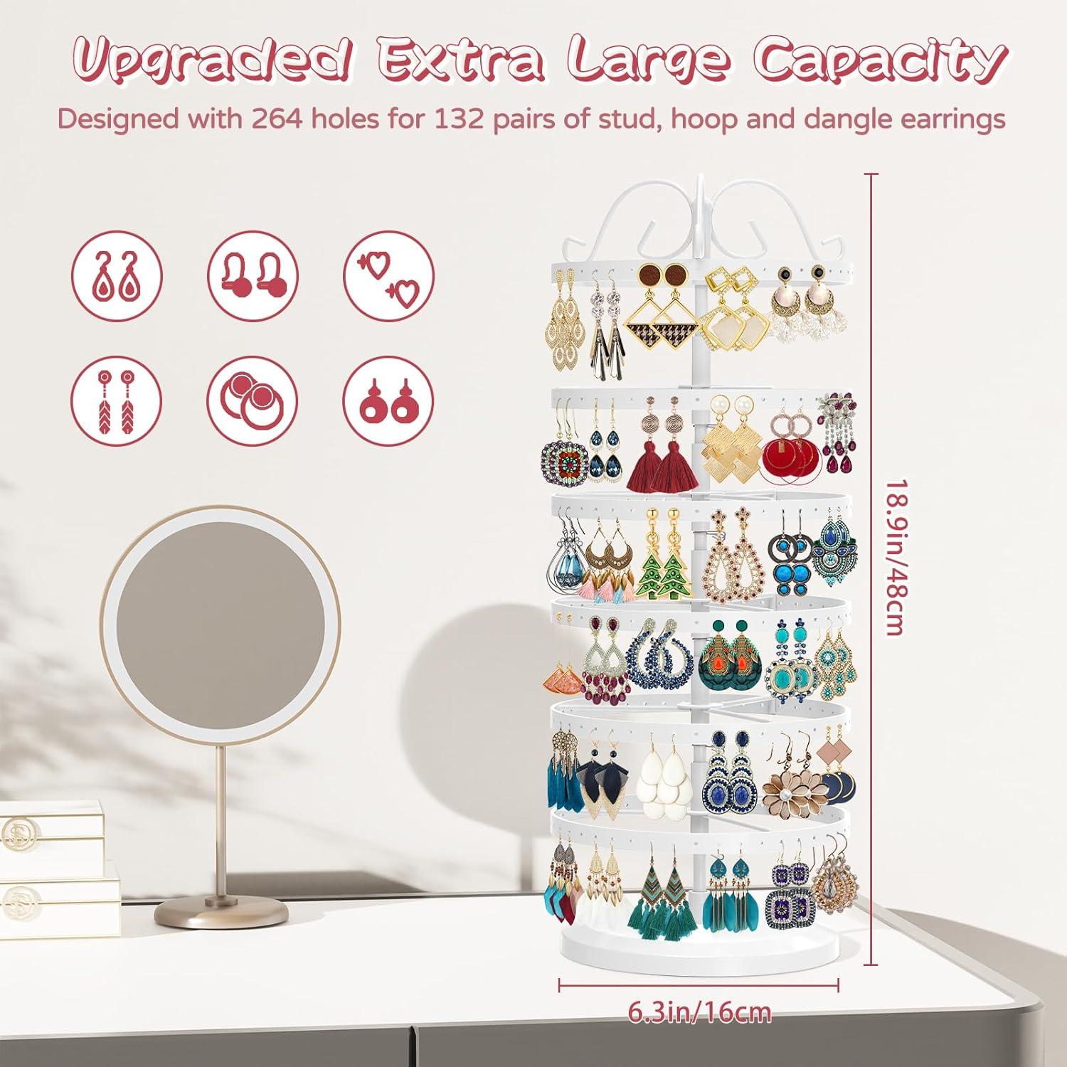 Soporte Organizador de Pendientes MODOWEY 6 Niveles Blanco