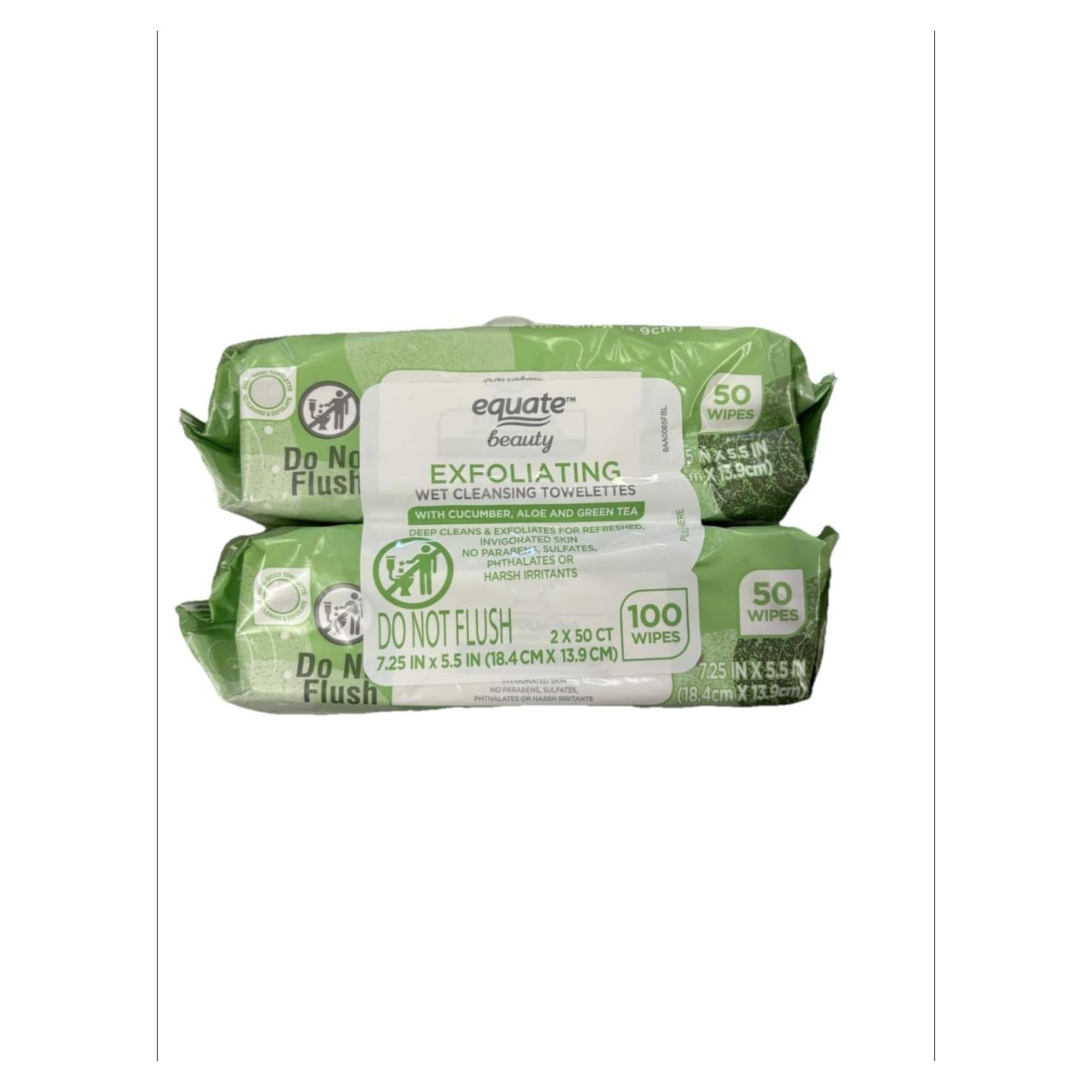 Toallitas Limpiadoras Húmedas Exfoliantes Equate Beauty 100 Unidades