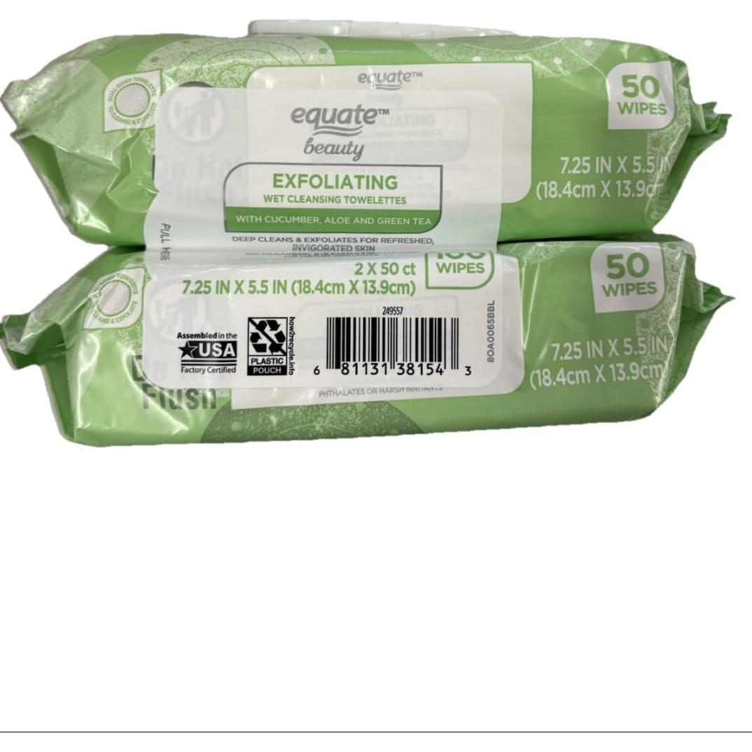 Toallitas Limpiadoras Húmedas Exfoliantes Equate Beauty 100 Unidades