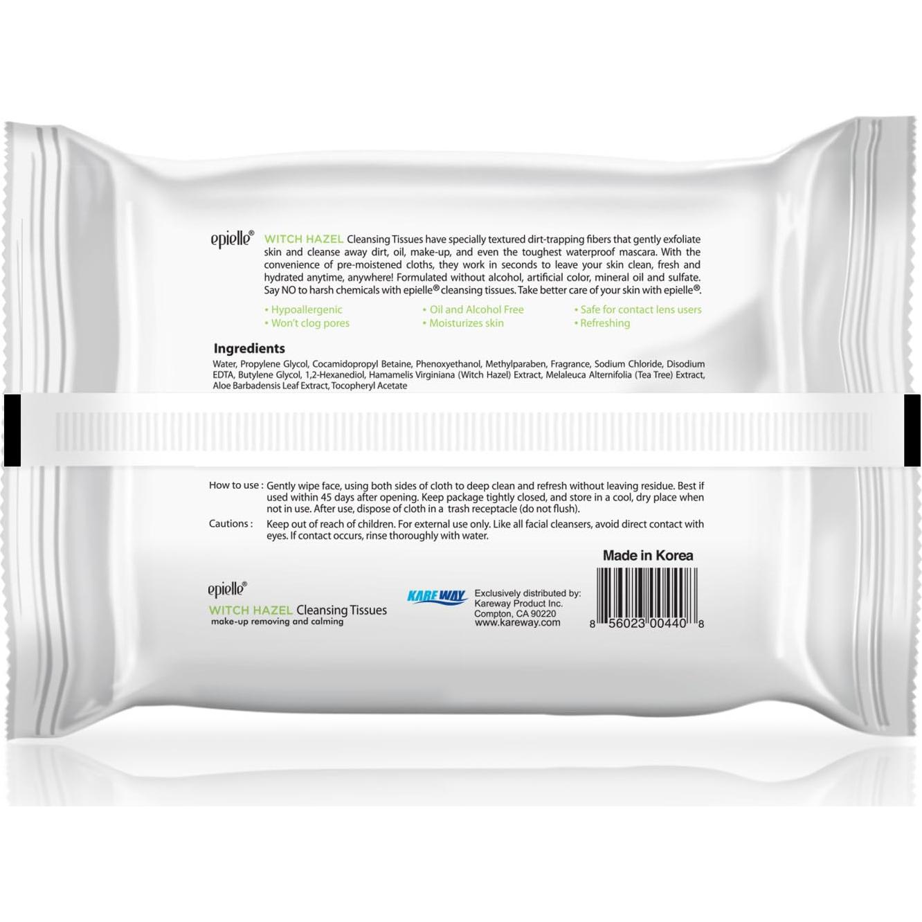 Toallitas Desmaquillantes Epielle Witch Hazel 180 Unidades