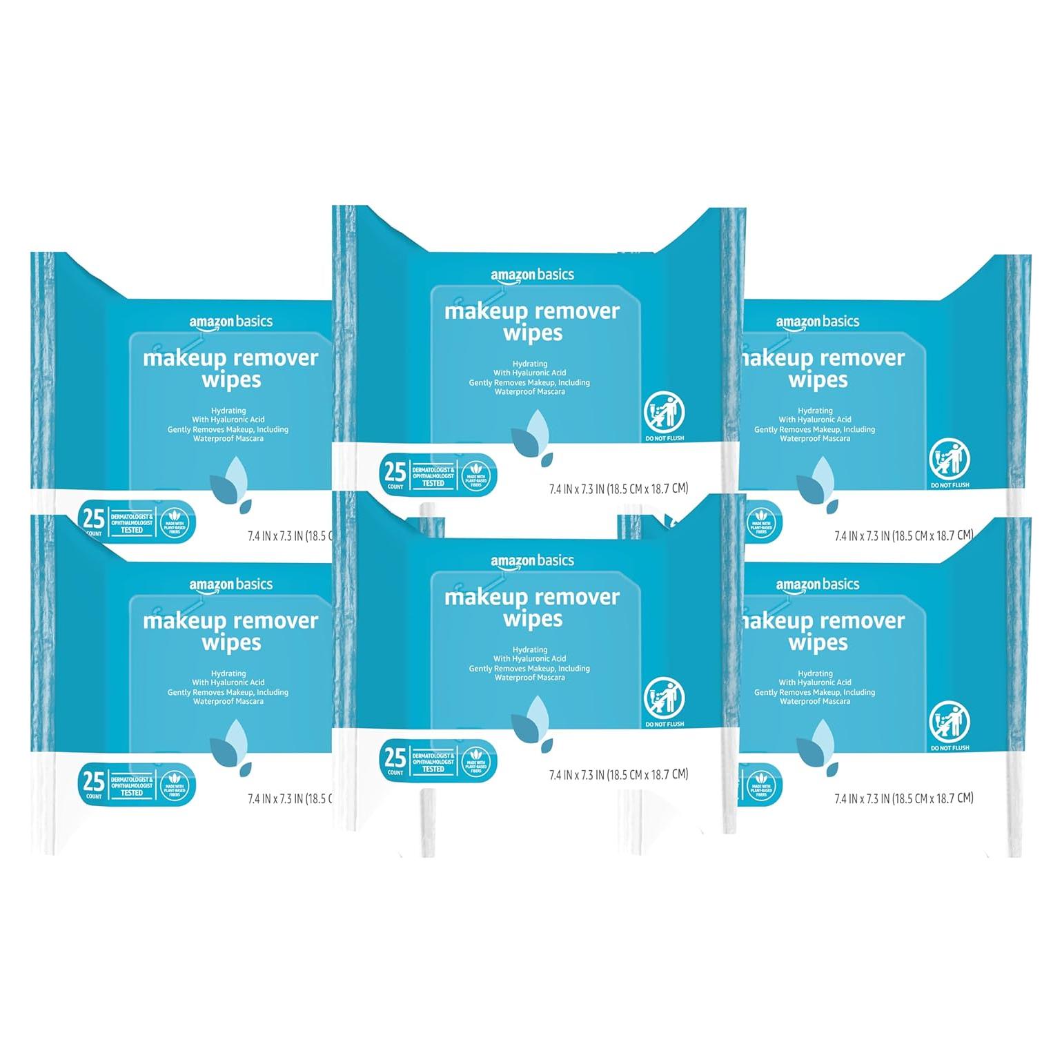 Toallitas Desmaquillantes Amazon Basics 25 Unidades x 6 Paquetes