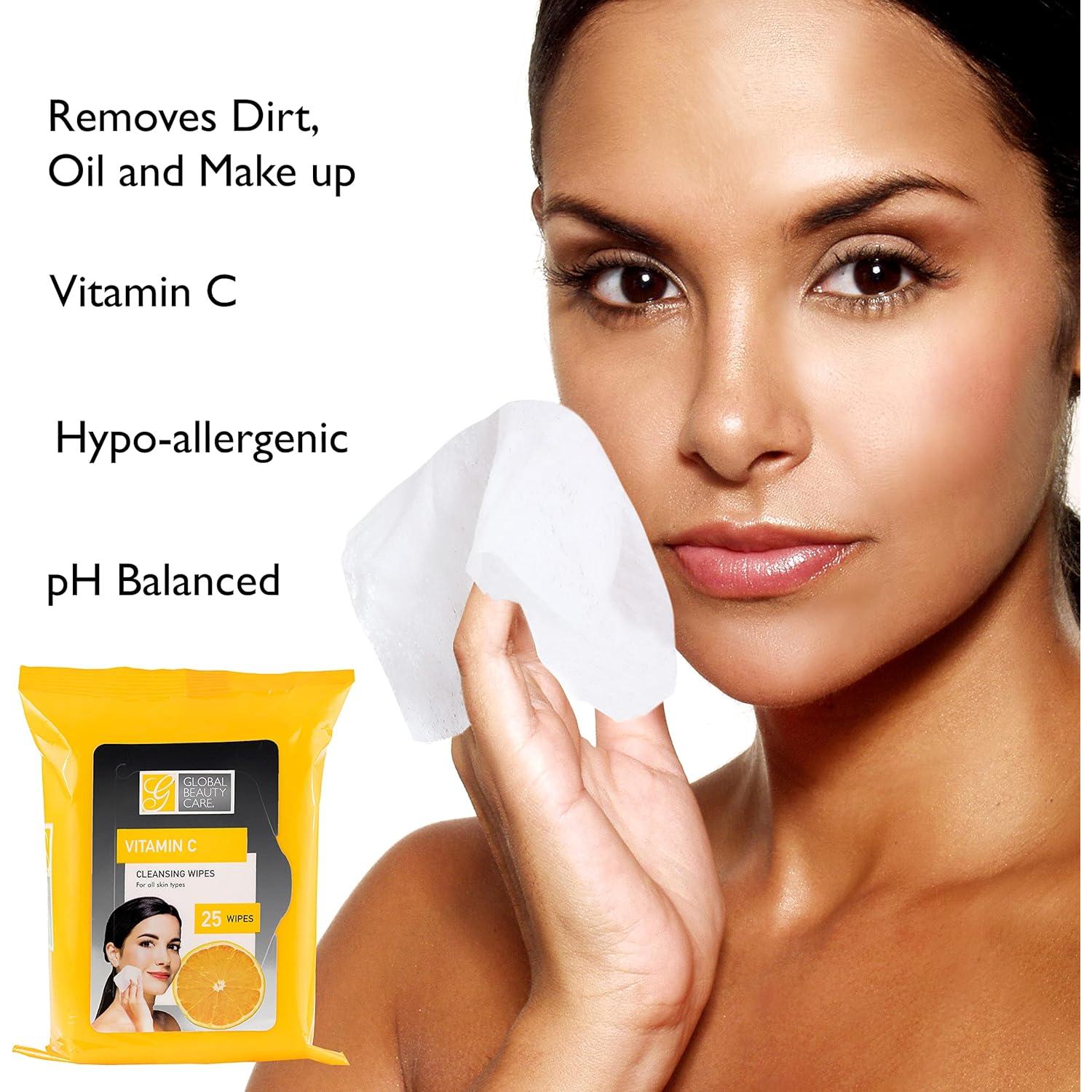 Toallitas Limpiadoras Global Beauty Care Vitamina C 100 Unidades