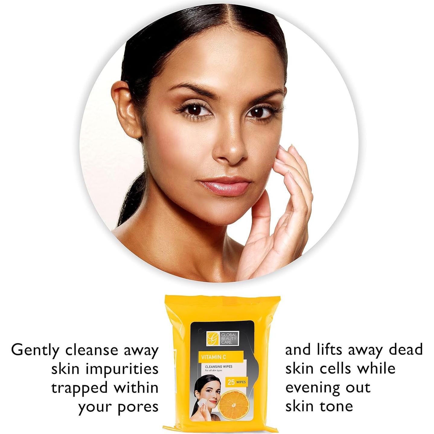 Toallitas Limpiadoras Global Beauty Care Vitamina C 100 Unidades