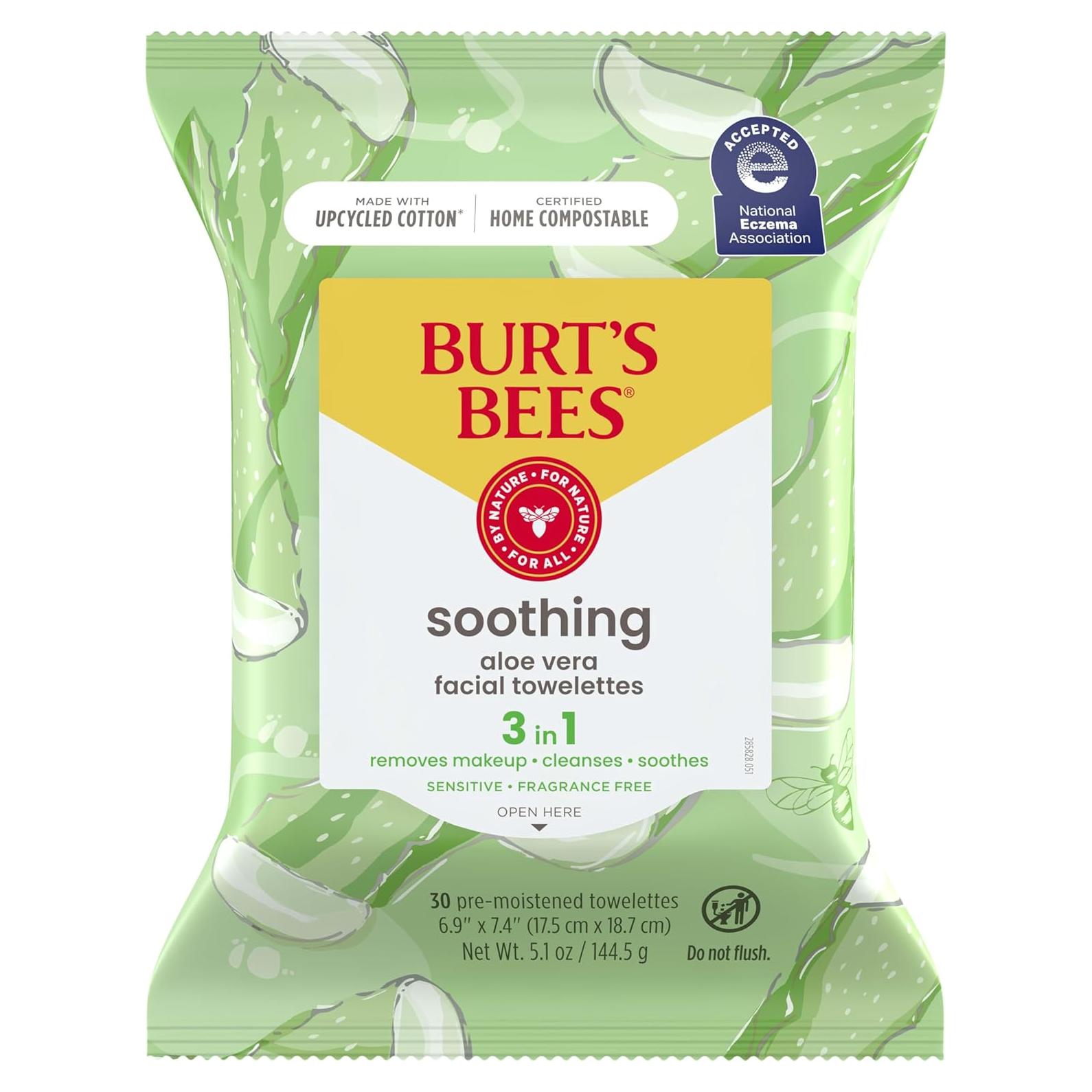 Toallitas Faciales Burt's Bees Aloe Vera 30 Unidades Piel Sensible