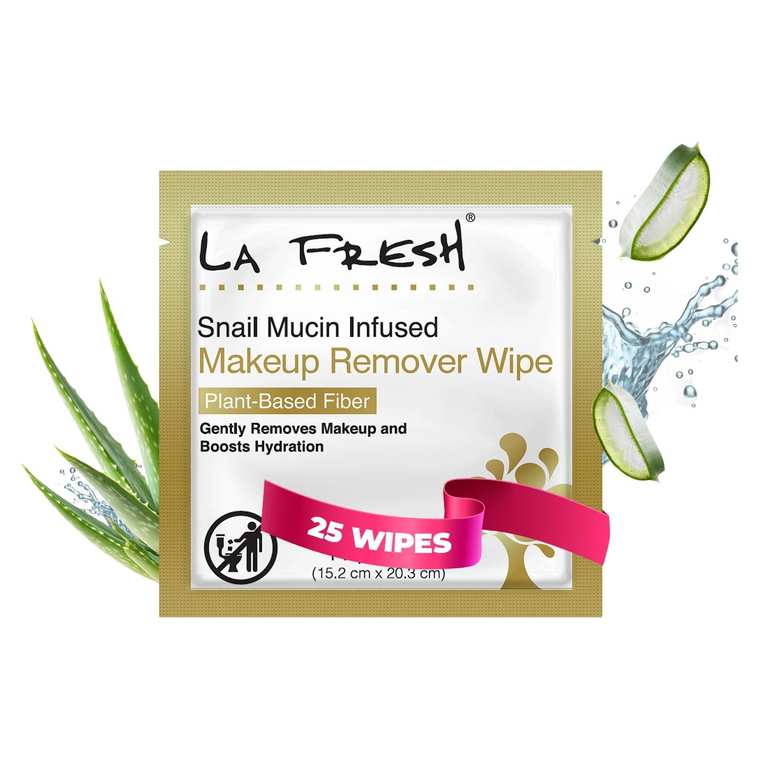 Toallitas Húmedas Faciales LA Fresh - Mucina de Caracol, 25 Unidades
