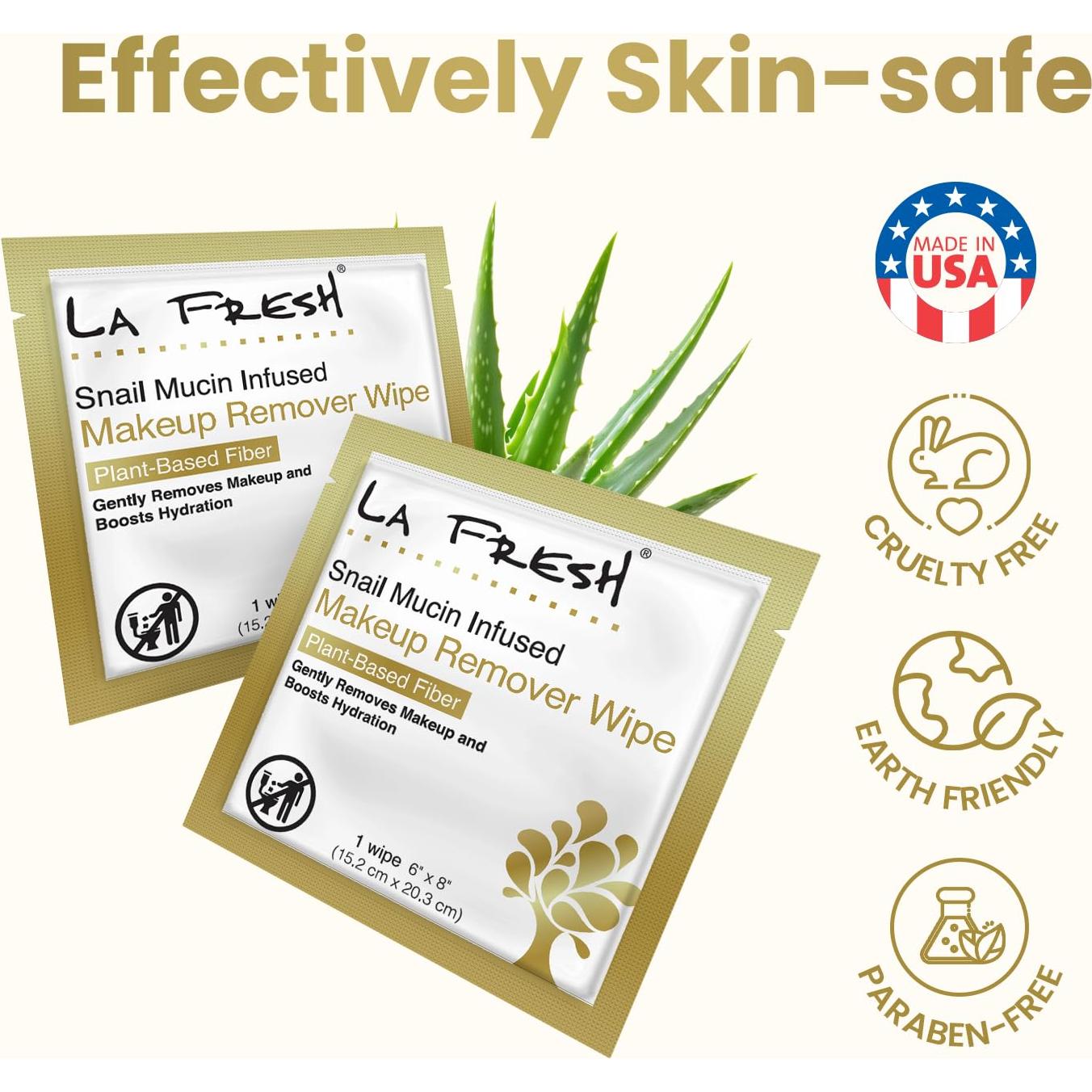 Toallitas Húmedas Faciales LA Fresh - Mucina de Caracol, 25 Unidades