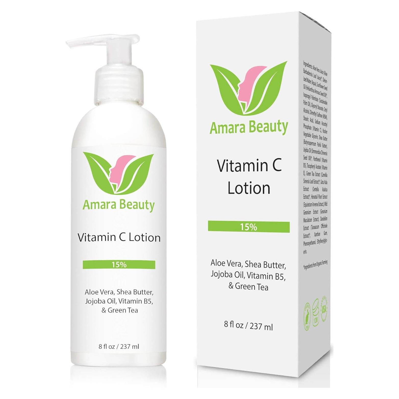 Loción Facial y Corporal de Vitamina C Amara Beauty 15% 227 g