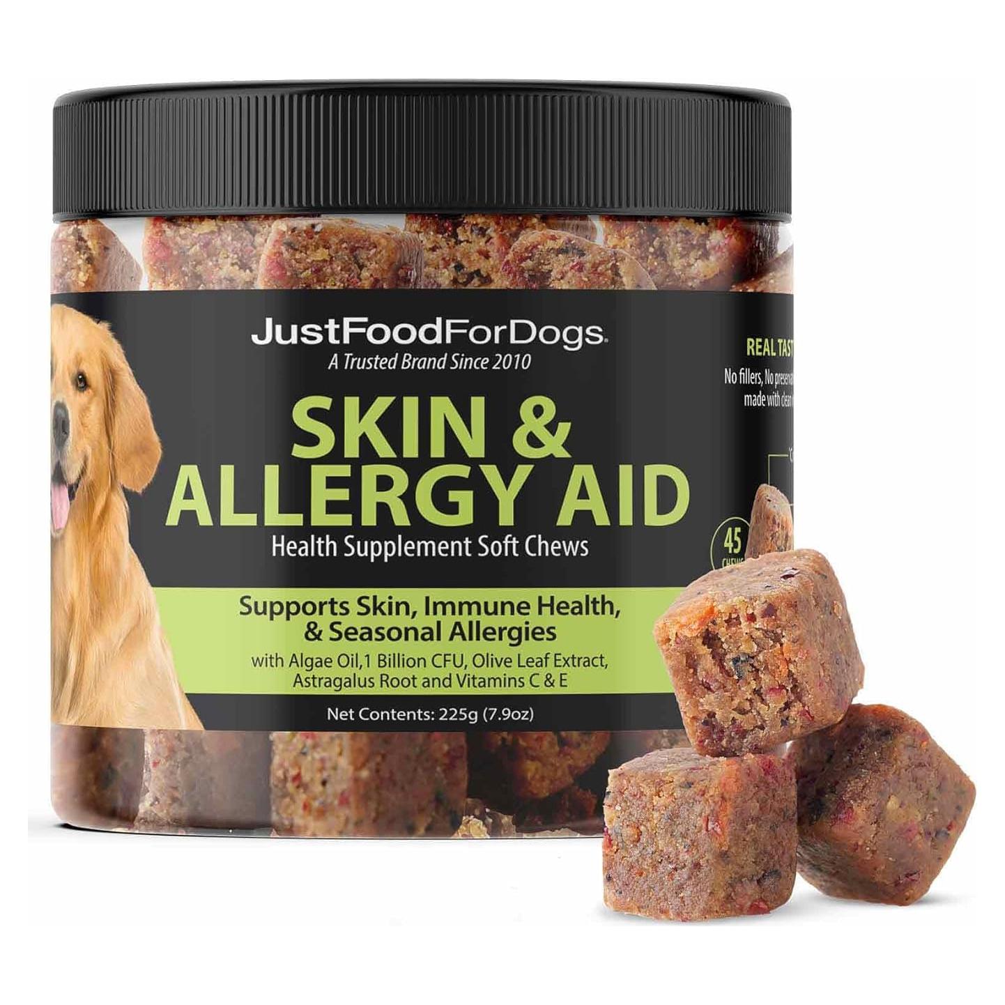 Suplemento Masticable JustFoodForDogs para Piel y Alergias 45 Unidades