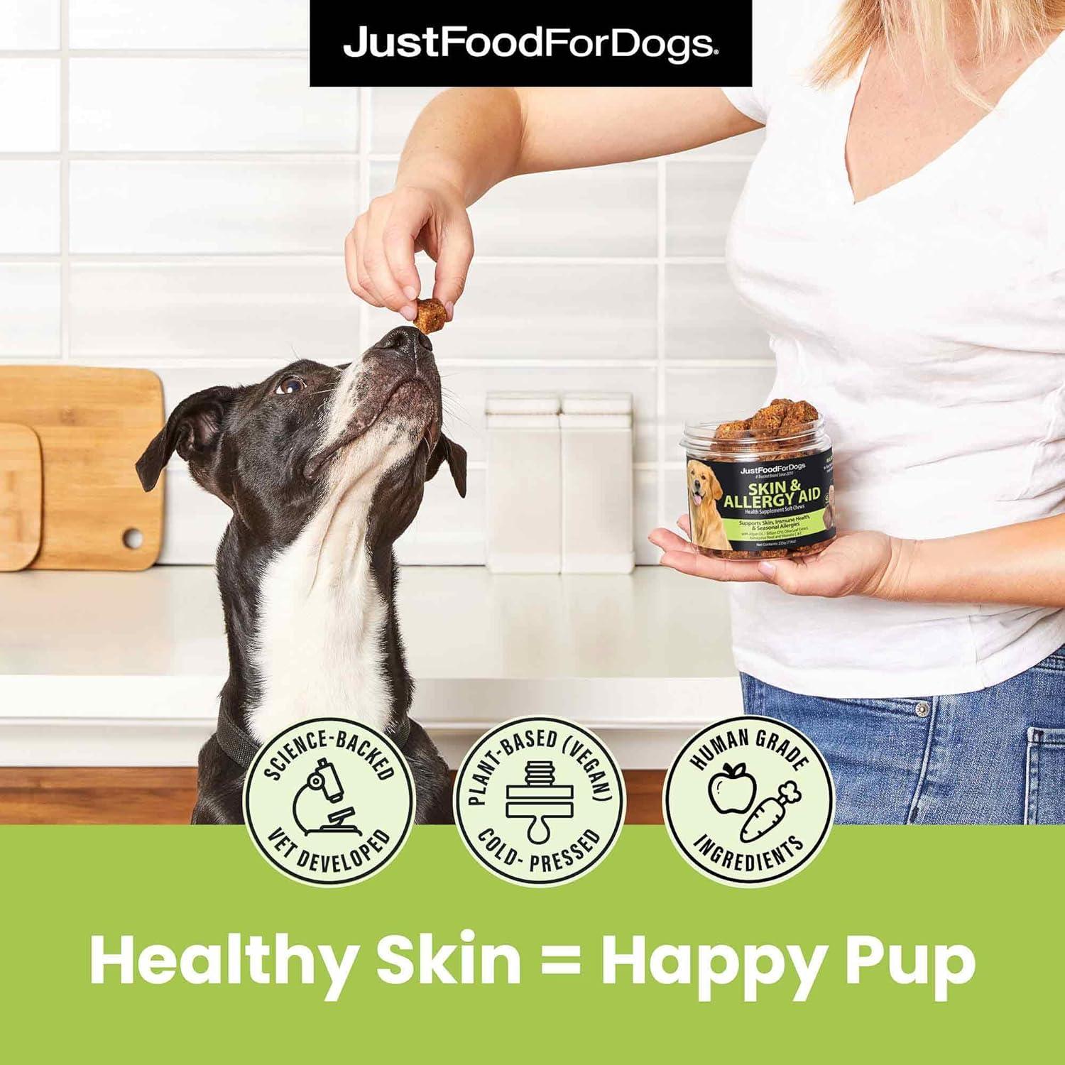 Suplemento Masticable JustFoodForDogs para Piel y Alergias 45 Unidades