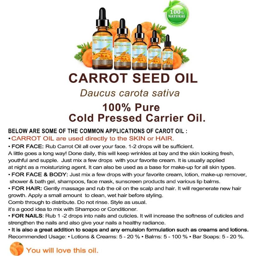 Aceite de Semilla de Zanahoria 100% Natural 120 ml Belleza Botánica