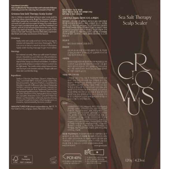 Exfoliante para Cuero Cabelludo GROWUS 120g - Sal Marina y Ácido Salicílico