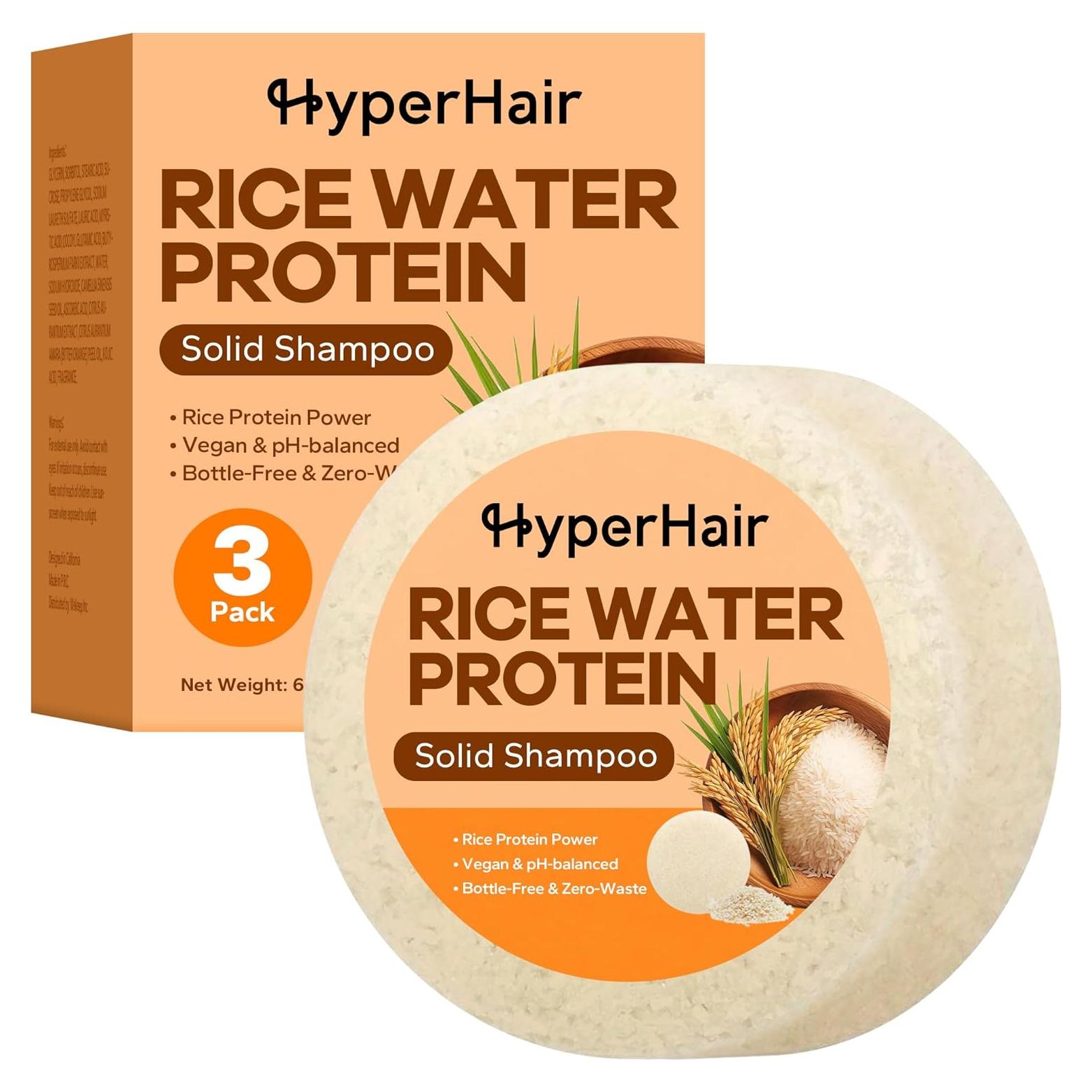 Barra de Champú de Agua de Arroz HyperHair - 3 Unidades 59g