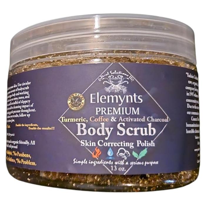 Exfoliante Corporal Elemynts 368 g - Cúrcuma, Café y Carbón Activado
