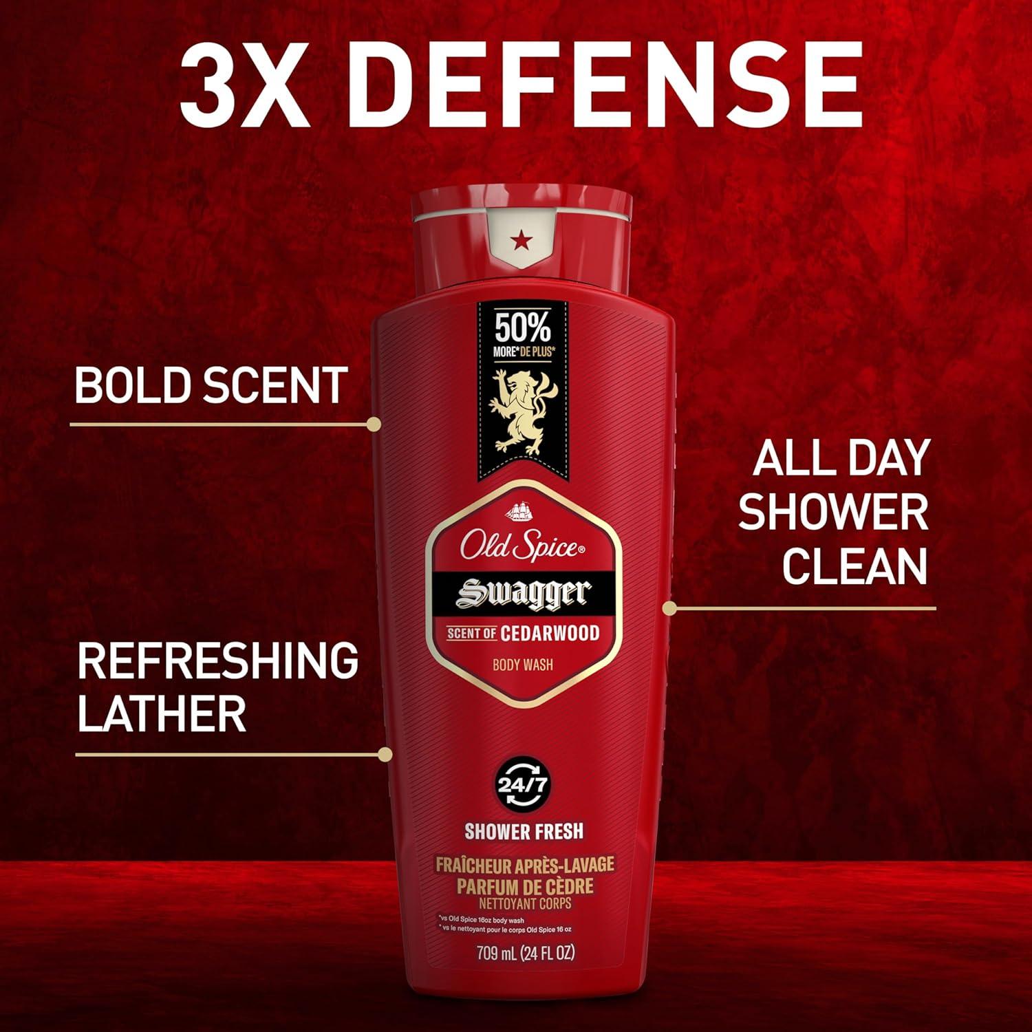 Gel de Ducha Old Spice Swagger 2x24 oz Aroma Madera de Cedro