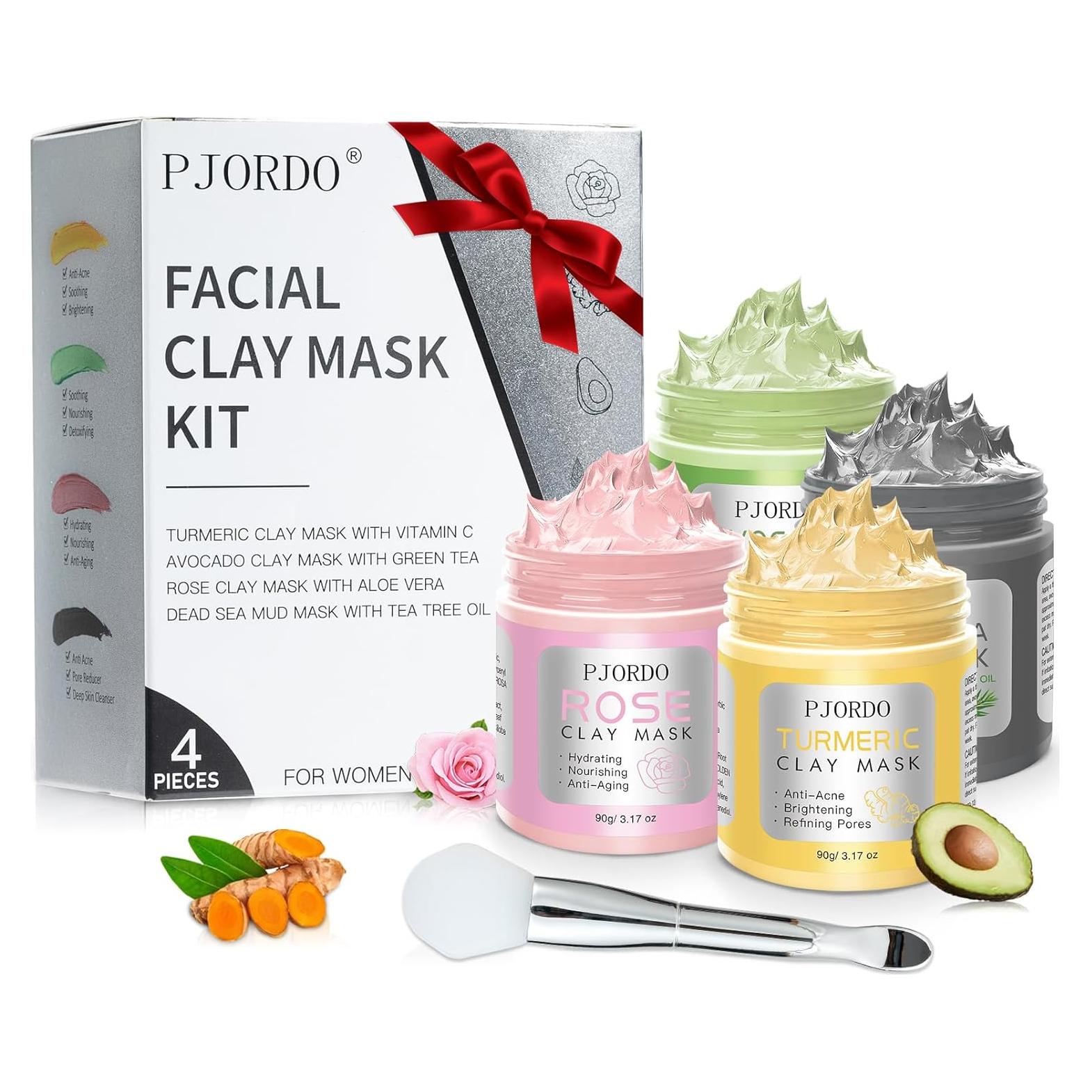 Set de 4 Mascarillas Faciales Pjordo - Arcilla Natural 360g