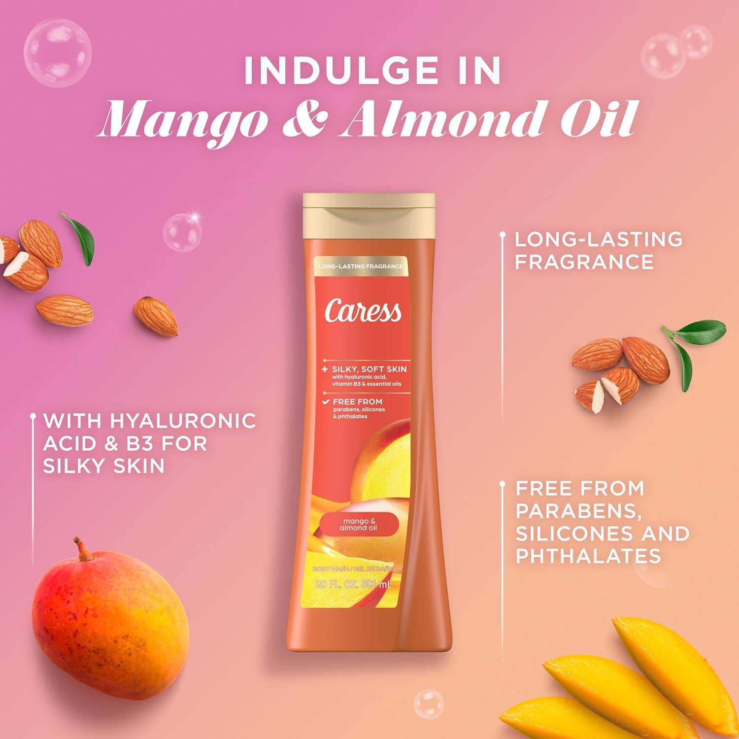 Gel de Ducha Caress 591 ml Mango y Almendra, Paquete de 4