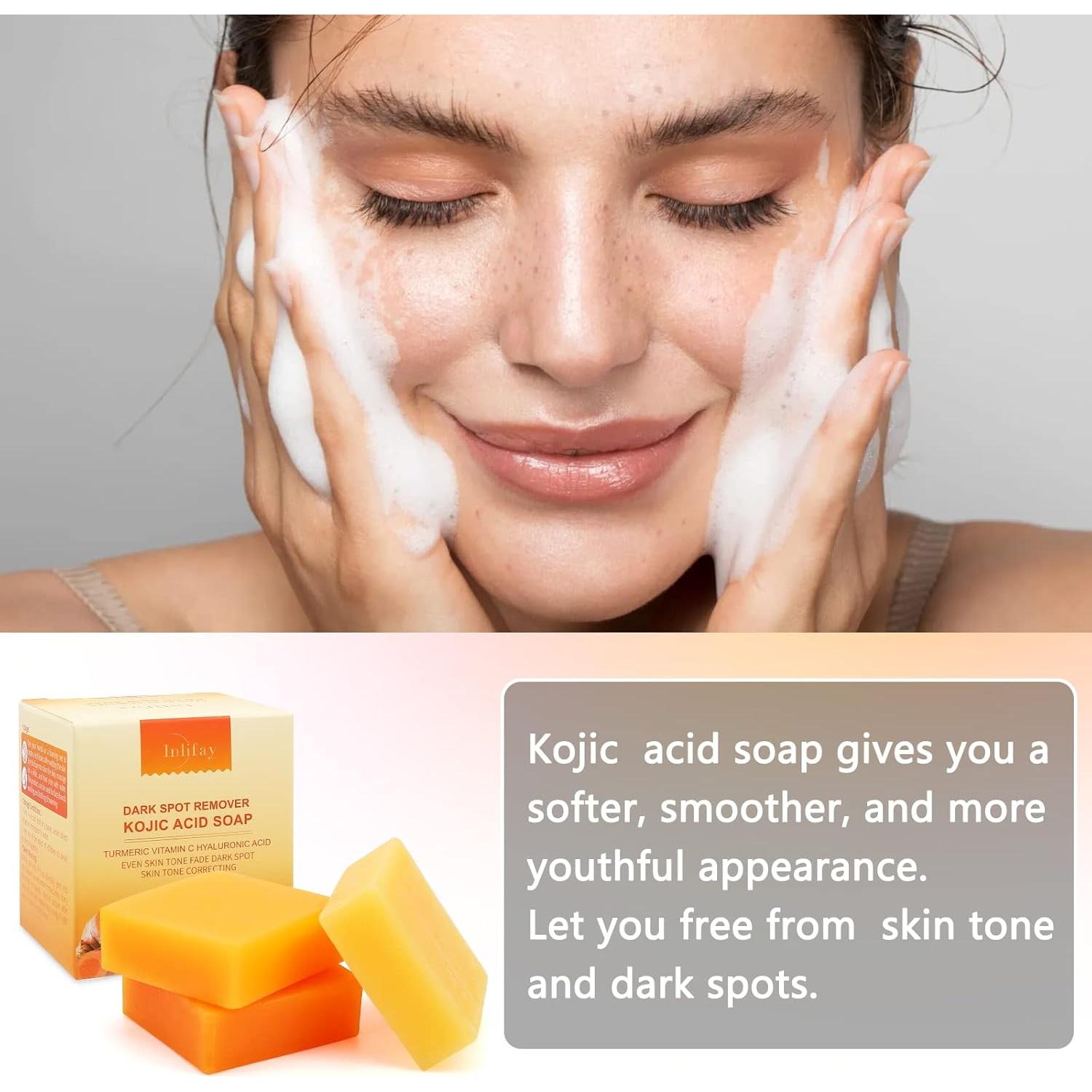 Jabón Inlifay Ácido Kojico y Cúrcuma 300g - Eliminador de Manchas