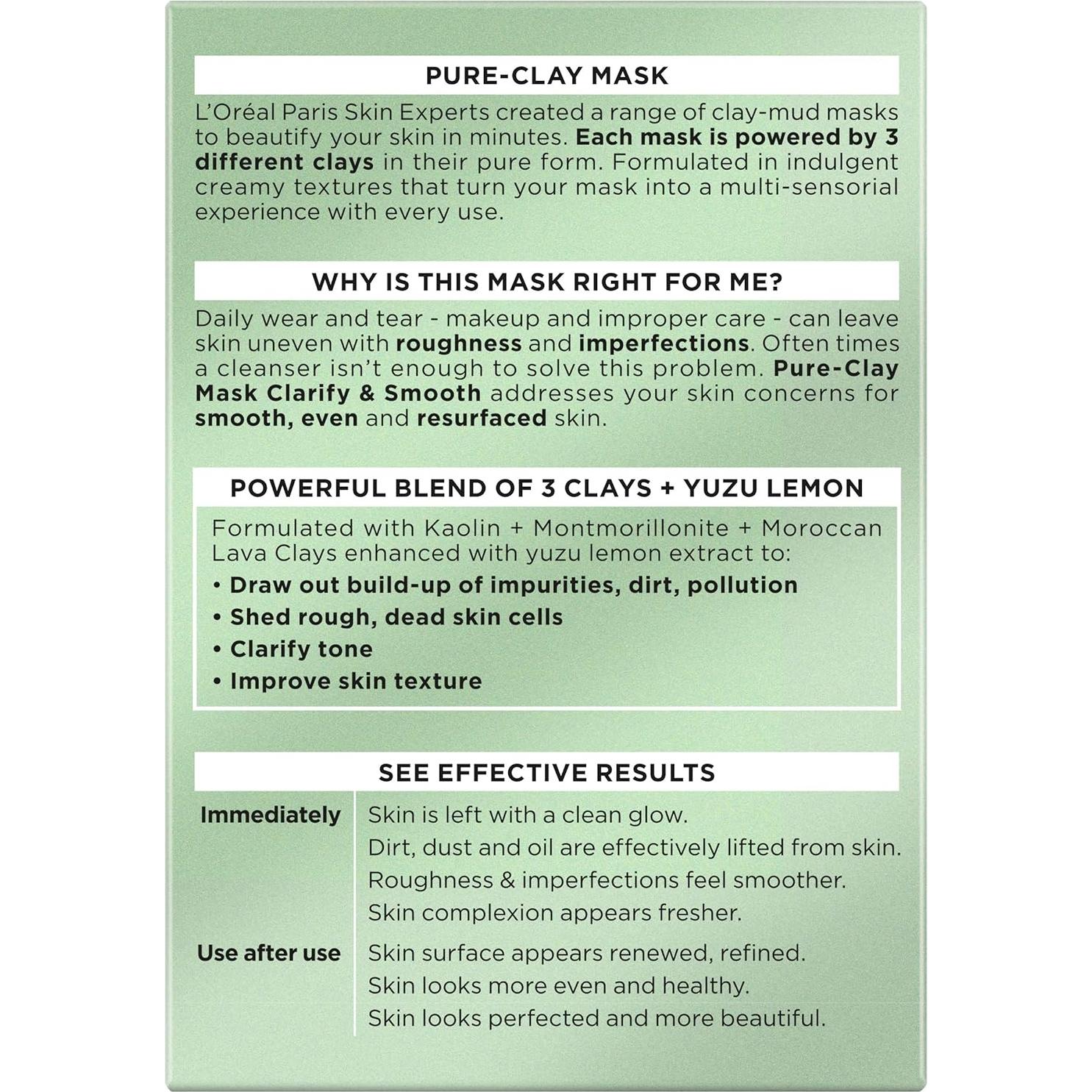 Mascarilla Facial de Arcilla Pura L'Oreal Paris 48.2 g