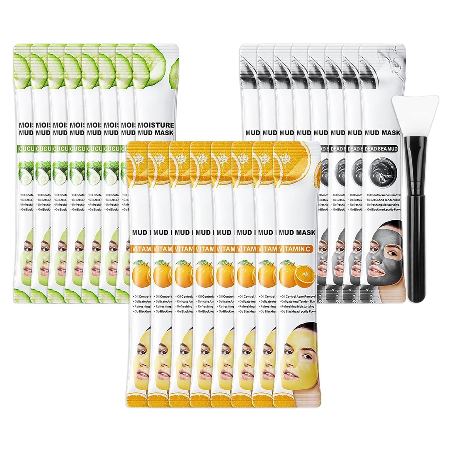 Set de 24 Mascarillas Faciales de Arcilla LZYLLS Hidratantes