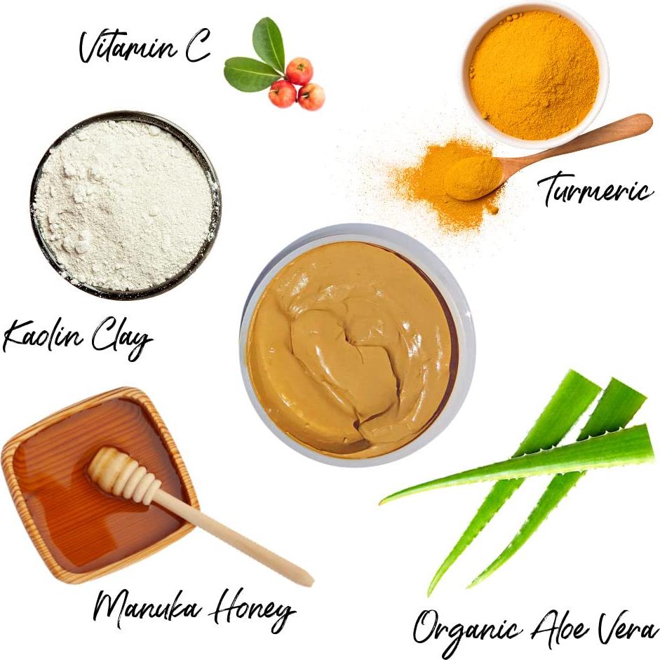 Mascarilla Facial de Arcilla de Cúrcuma y Vitamina C Bella Jade - Antienvejecimiento y Acné