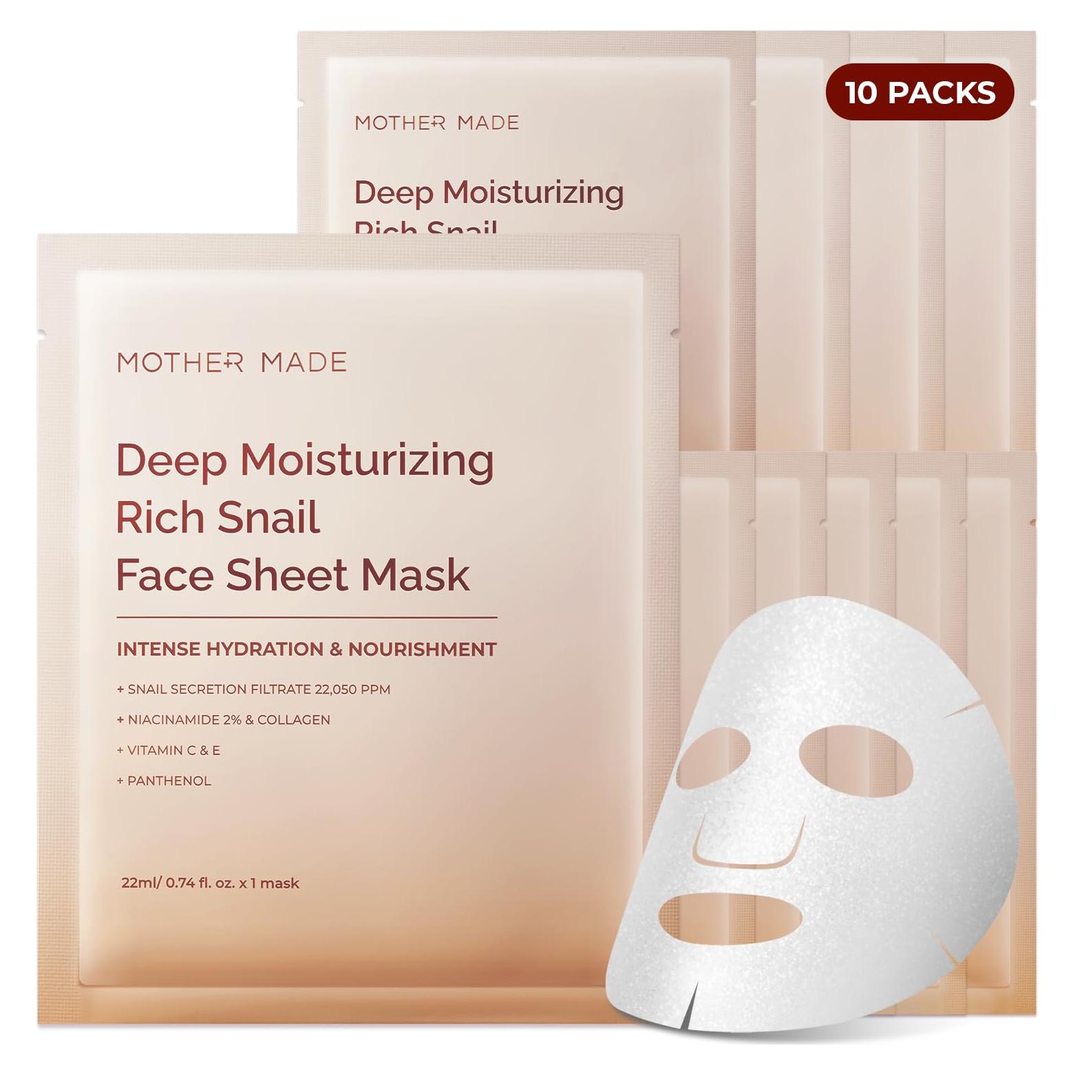 Mascarillas Hidratantes MOTHER MADE con Mucina de Caracol 10 Unidades