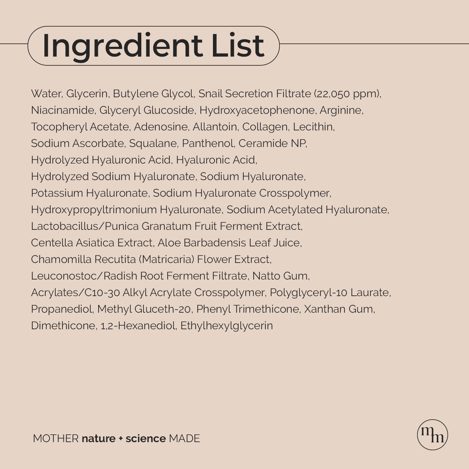 Mascarillas Hidratantes MOTHER MADE con Mucina de Caracol 10 Unidades