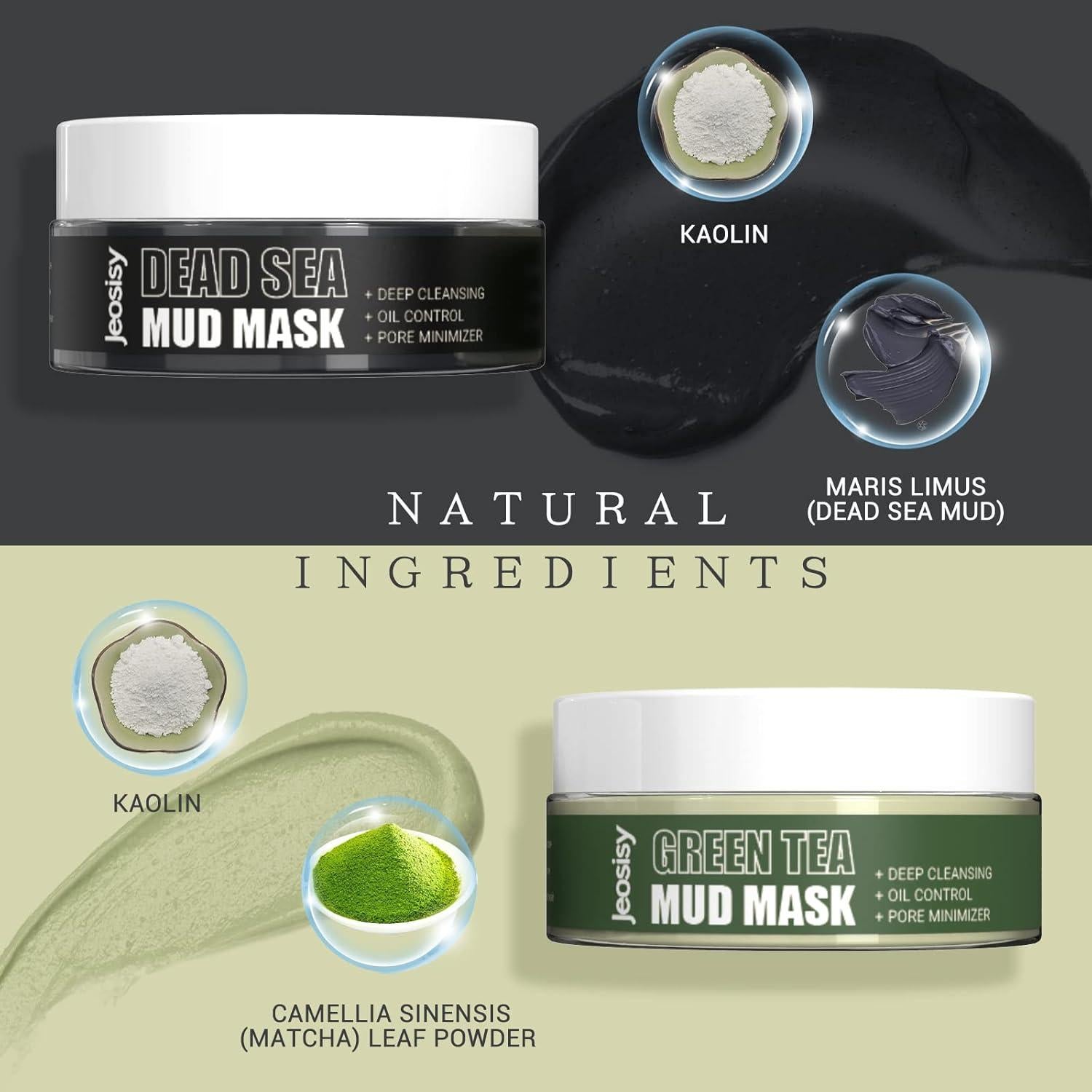 Mascarilla Facial de Barro del Mar Muerto y Té Verde 160g