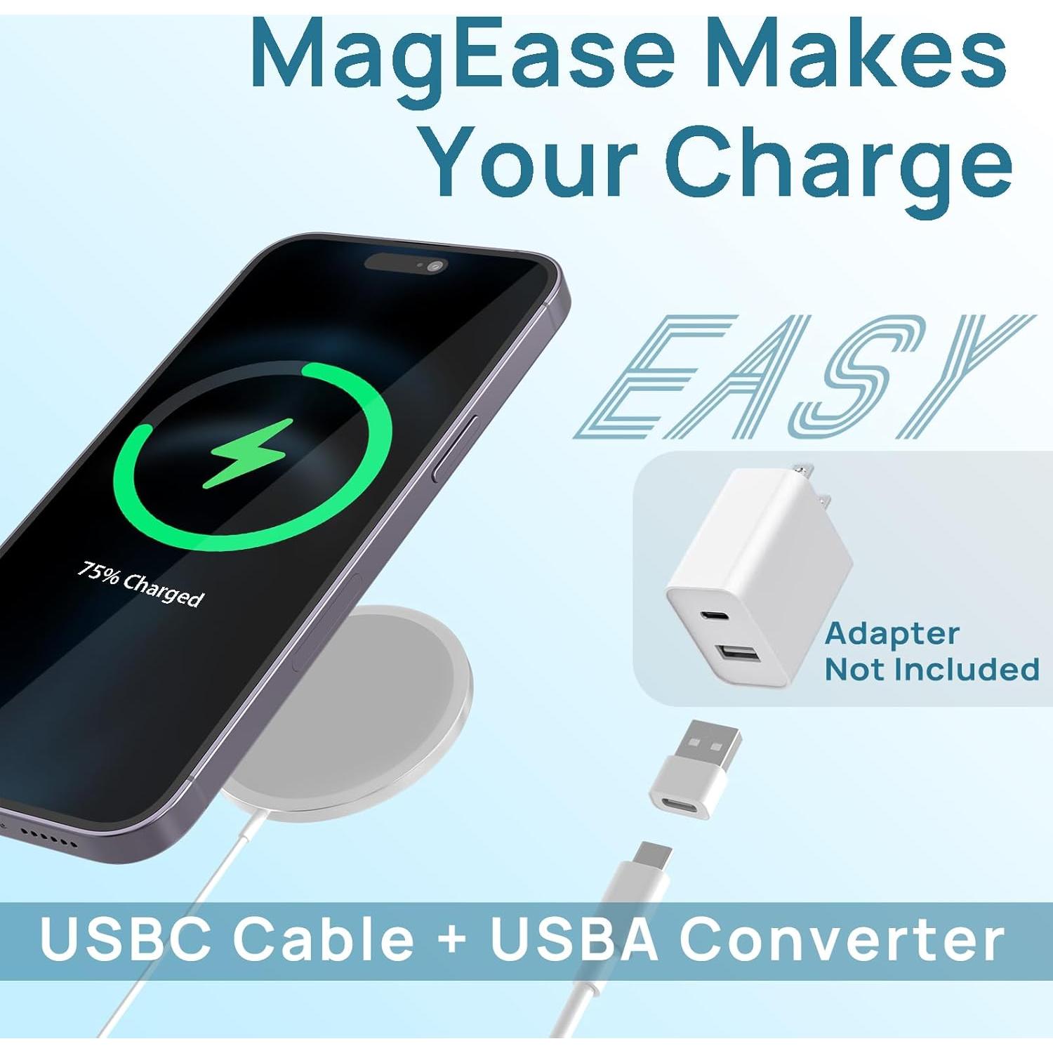 Cargador Inalámbrico MagEase 15W para iPhone 16/15/14/13/12