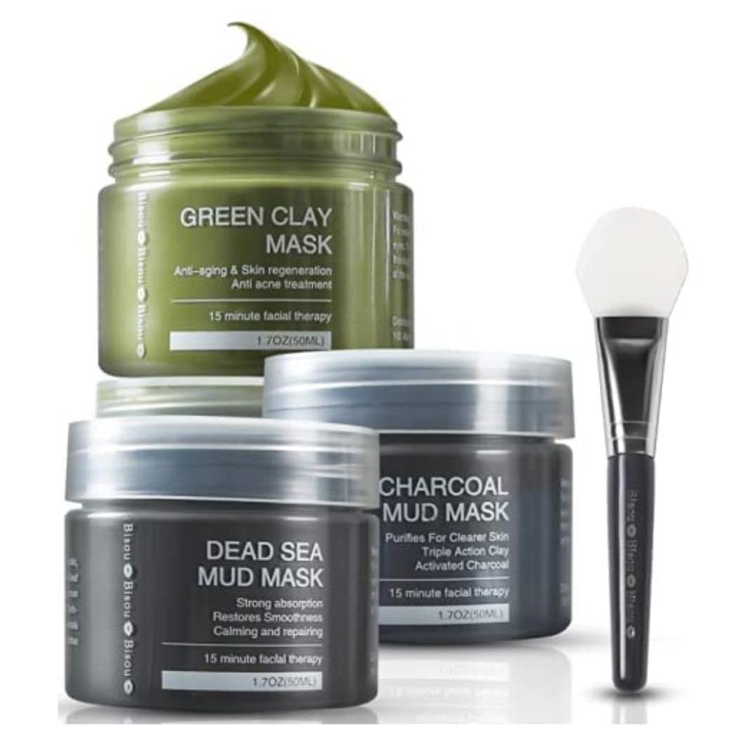 Conjunto de 3 Máscaras Faciales de Carbón Top Fortune - Barro del Mar Muerto