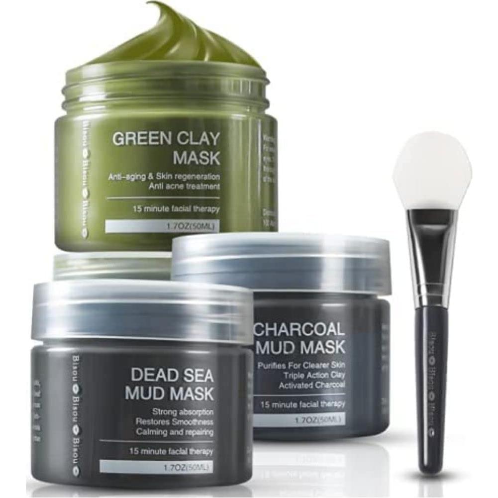 Conjunto de 3 Máscaras Faciales de Carbón Top Fortune - Barro del Mar Muerto