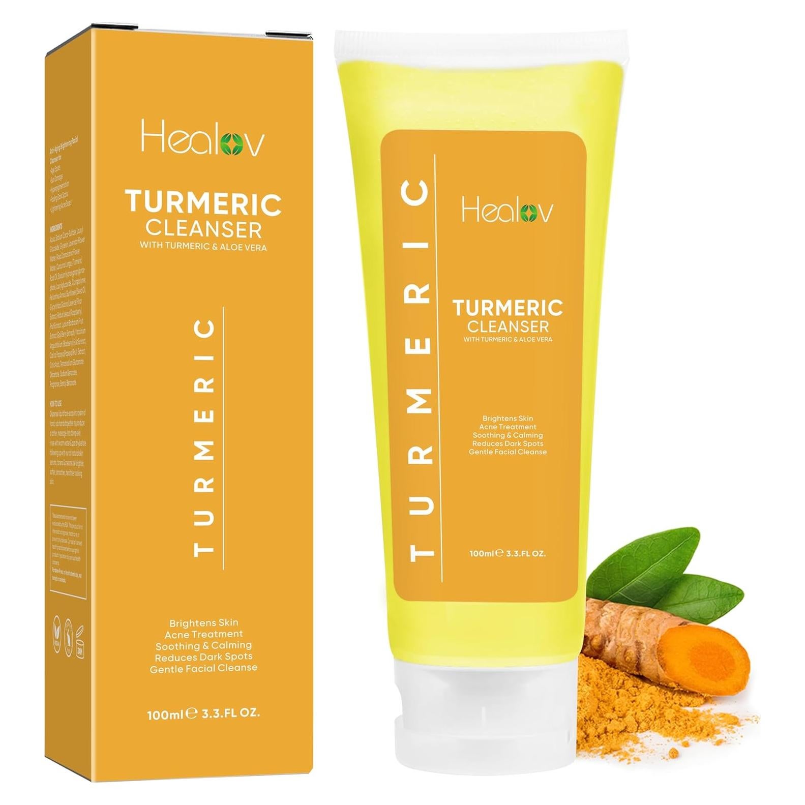 Jabón Facial de Cúrcuma Healov 100 ml - Natural Anti Envejecimiento